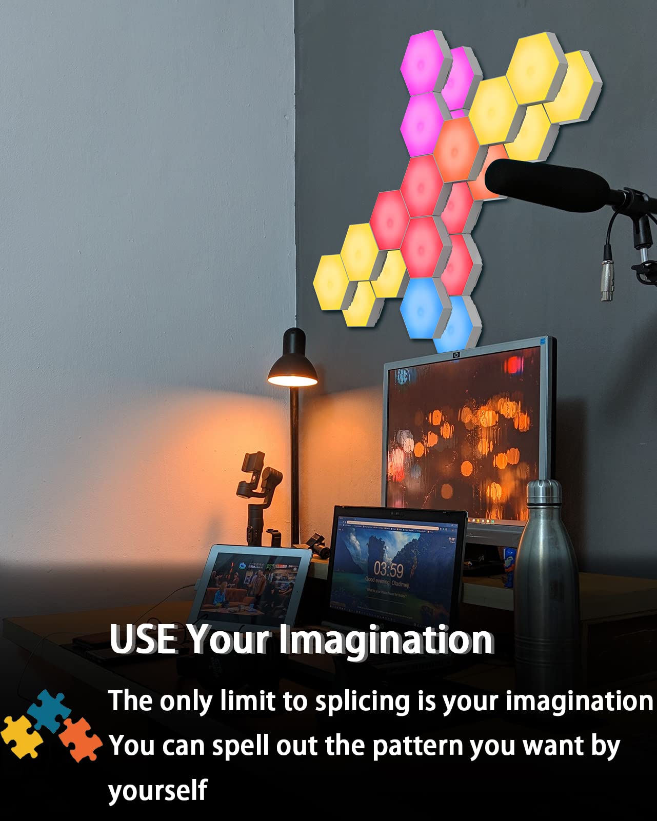 Dejavu Hexagon Touch Led Wall Lights With Remote, Usb Power - Spliceable Light Panels Gift