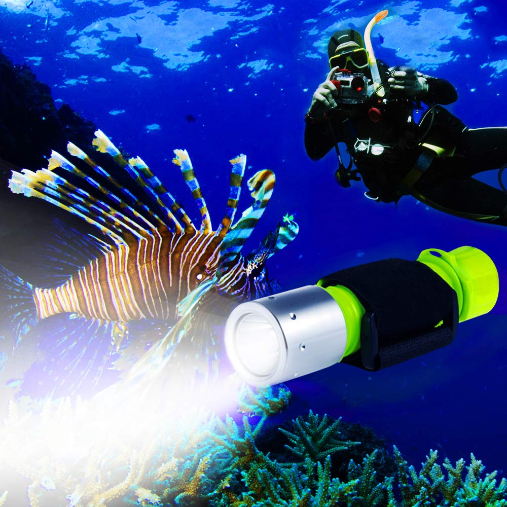 BlueFire Diving Flashlight 1100 Lumen Waterproof Torch Green (1-Pack) Model LMN56-BF-2-123 for Underwater Sports