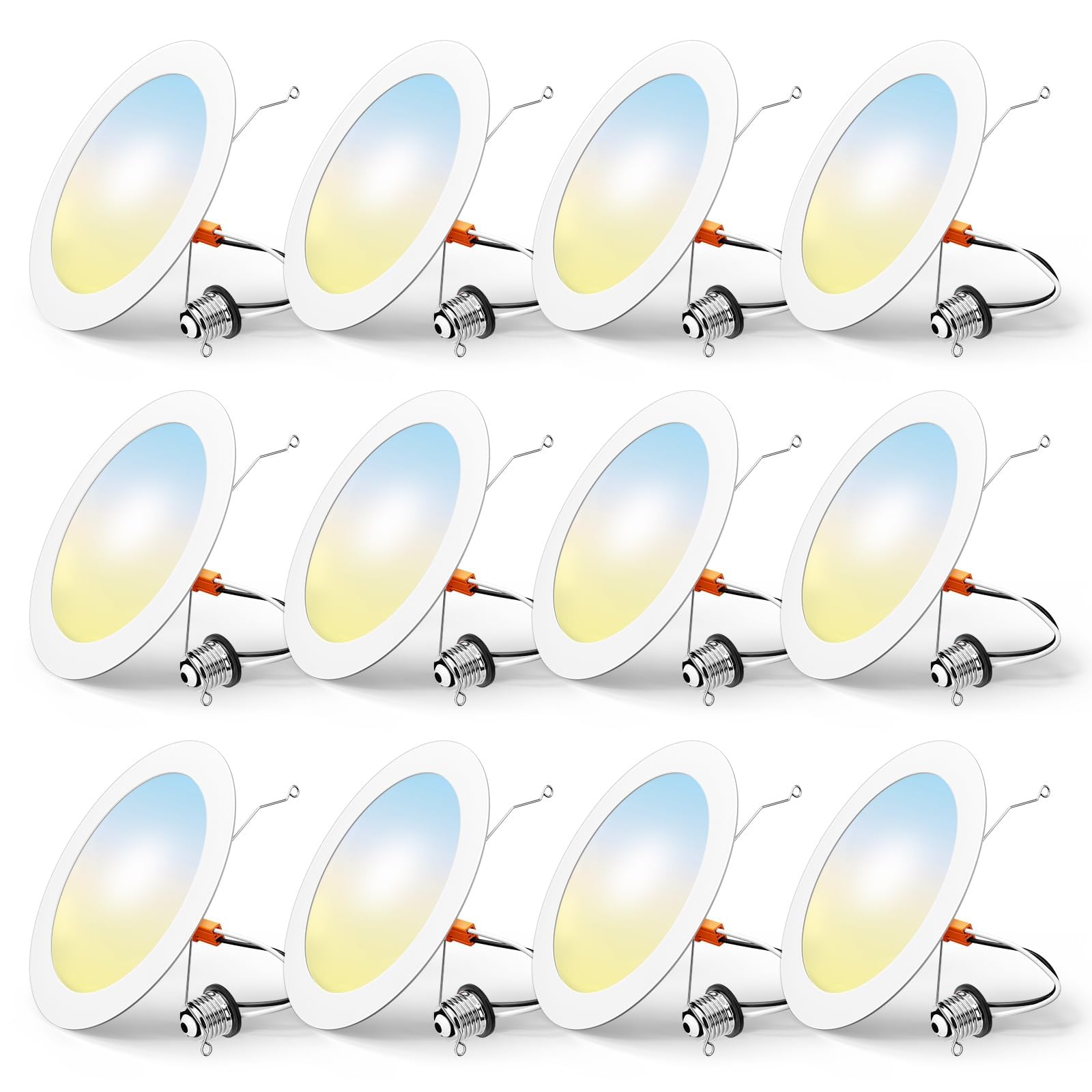 Freelicht 12 Pack Retrofit Led Recessed Lighting 6 Inch, Selectable 2700K/3000K/4000K/5000K/6000K, Dimmable Flat Led Can Lights, 10W=110W, 1000Lm, Ic & Damp Rated, Etl & Fcc, White