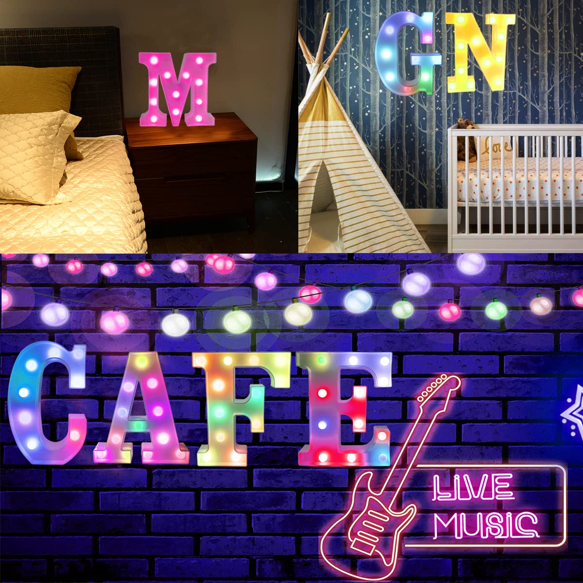 Oycbuzo Led Marquee Letter Lights, 18 Color Changing Signs With Remote For Bedroom & Parties