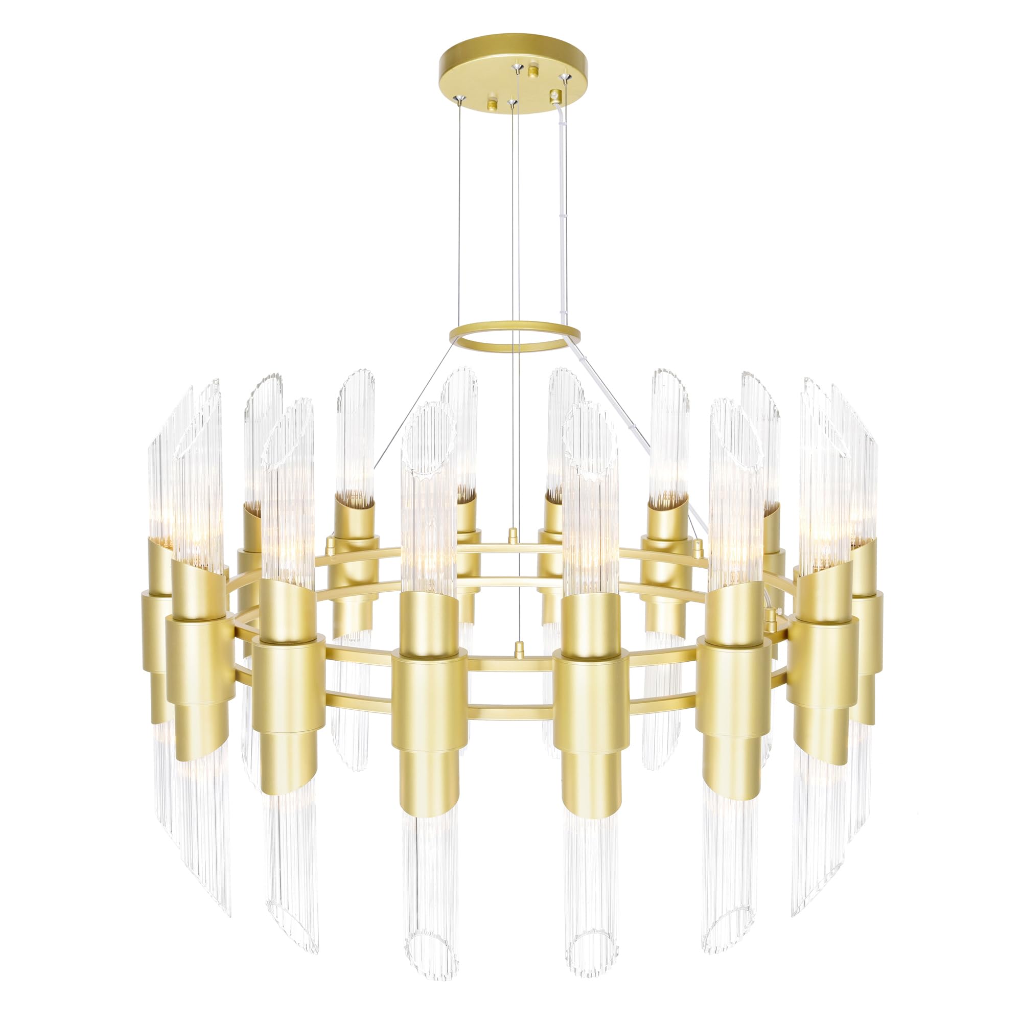 Cwi Lighting Croissant 32-Light Satin Gold Contemporary Metal Chandelier