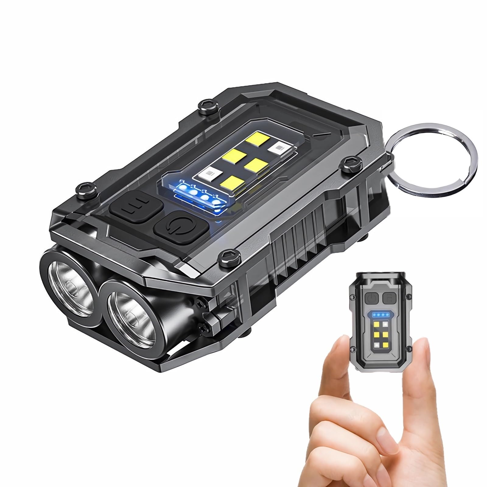 BoomFun Clip on Flashlight Rechargeable Mini EDC Keychain Flashlight, Compact Pocket COB Light for Night Working, Running, Walki