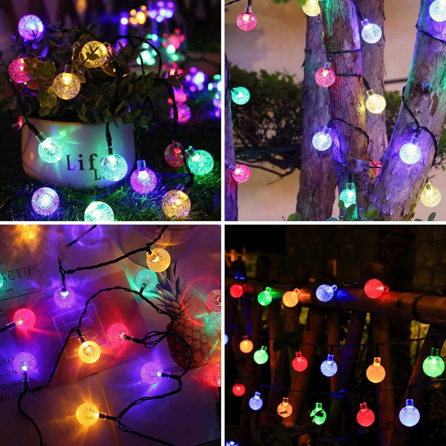 Multicolor 2-Pack 100 Led 64Ft Crystal Globe Solar String Lights Outdoor, Waterproof Pastel Easter Lights With 8 Lighting Modes,