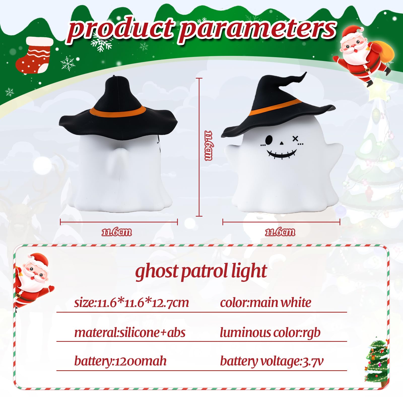 Umlaen 1800Mah Rechargeable Christmas Night Light  Silicone Night Lights  Rgb Color Glow  Bedside Lamp For Bedroom/Nursery/Decor/Christmas Gift (Black)