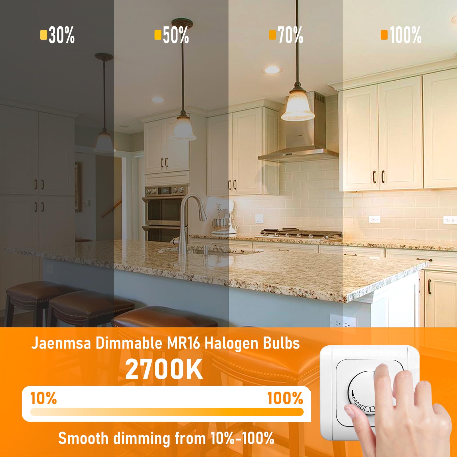 Jaenmsa Mr16 Halogen Bulbs 50W 12V Gu5.3, Mr16 Halogen Light Bulbs 2 Pin, 12 Pack Dimmable Indoor Flood 50W Halogen Mrsmall Ligh