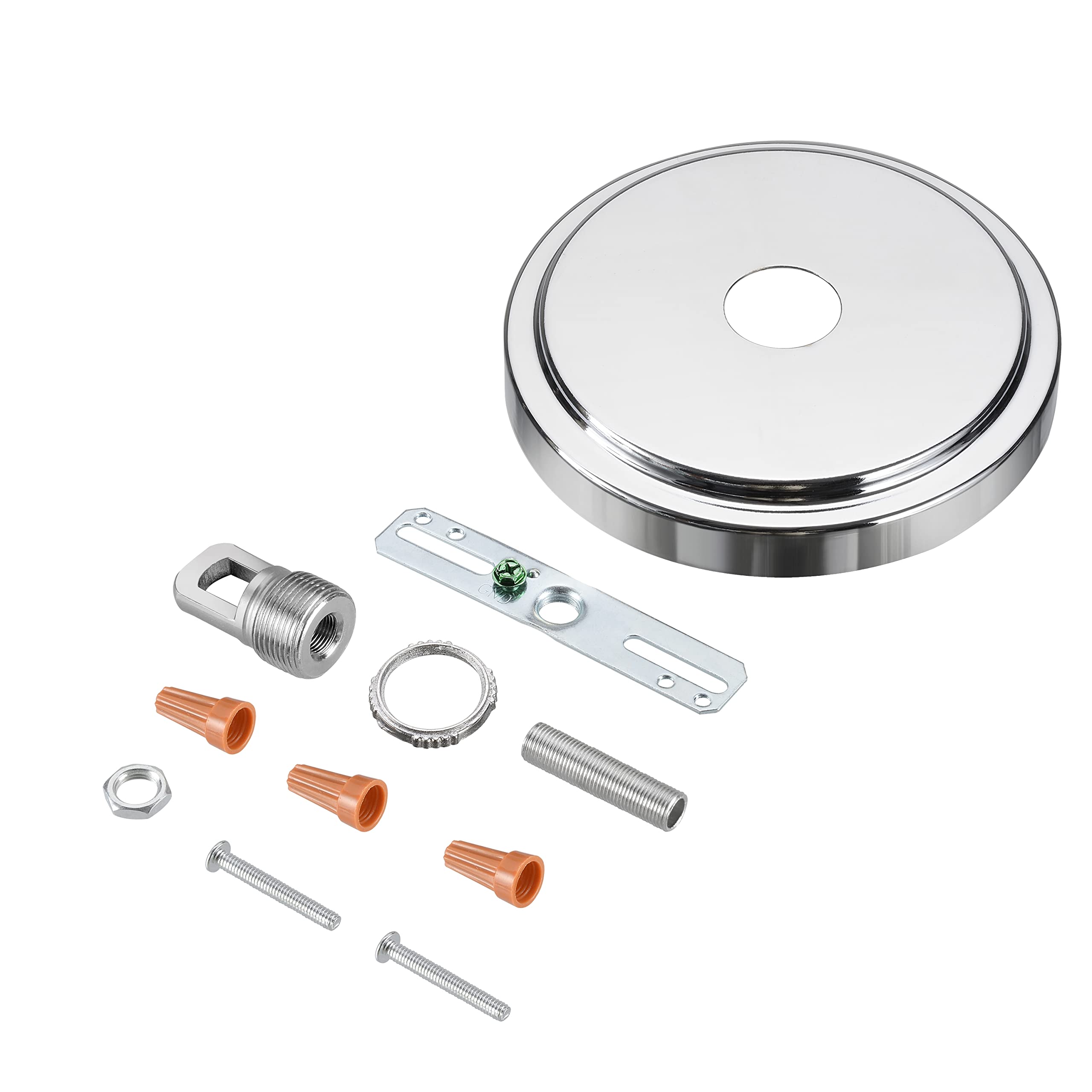 Aspen Creative 21507-31, Transitional Chandelier & Light Fixture Canopy Kit w/Collar Loop, Chrome, 5-1/8 Diameter, 1 Center Hole