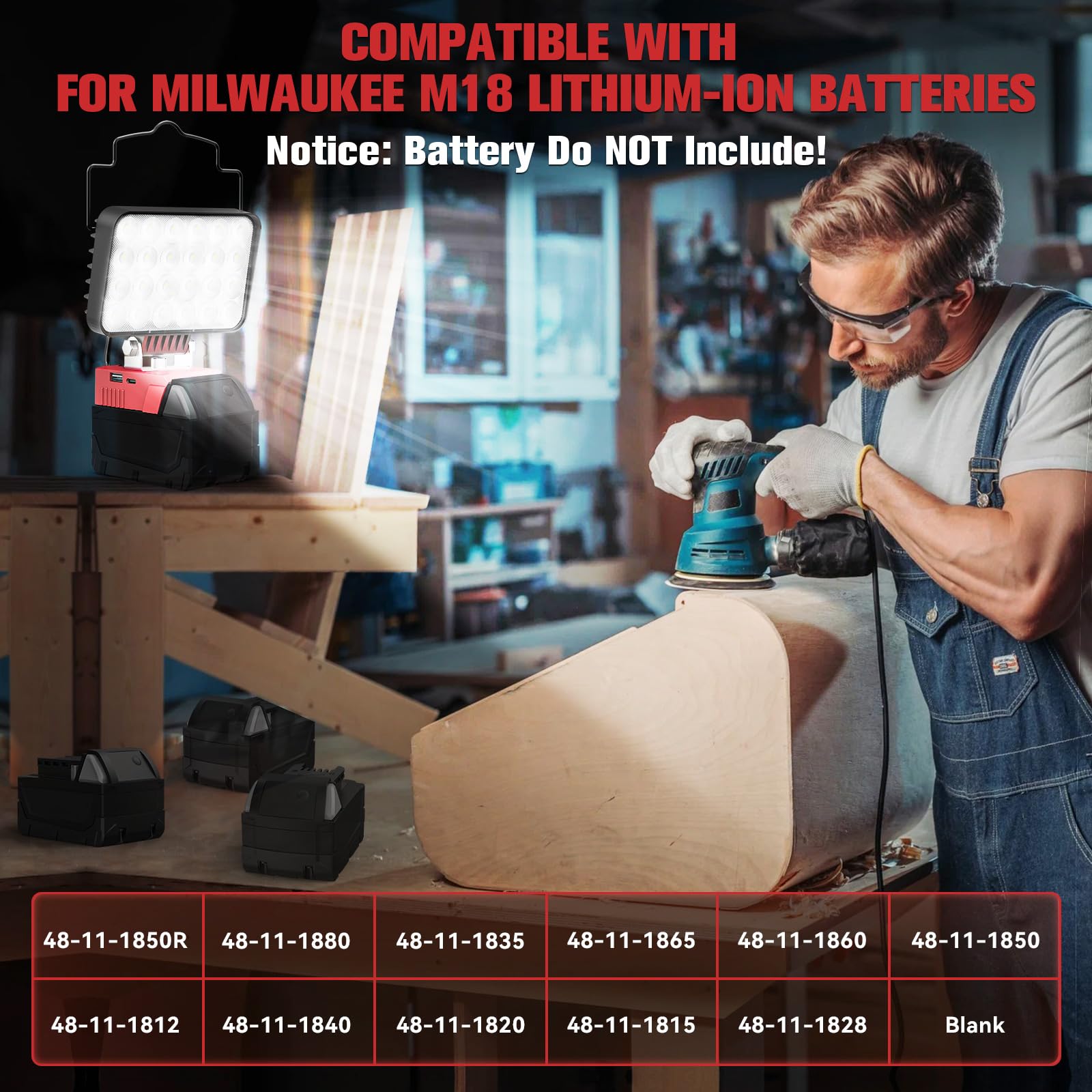 18V Work Light For Milwaukee Battery: 78W 7800 Lumen Flashlight Battery Light Portable Light - Tools Light Battery Operated Ligh