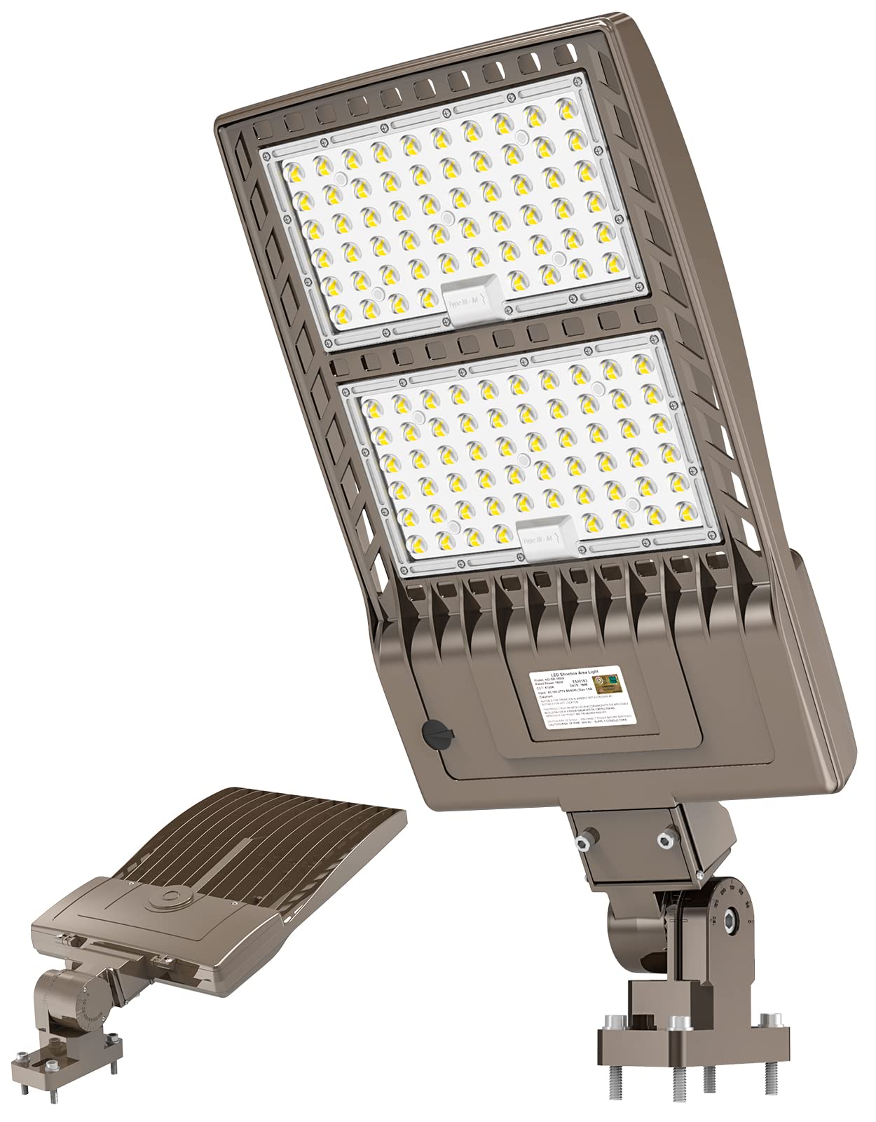 Kukuppo 320W Led Parking Lot Light 48000Lm Dusk To Dawn  Dlc Ul Listed Industrial Grade Led Shoebox Parking Pole Light 5000K Ip65 Outdoor Commercial Area Lighting Arm Mount 100-277Vac