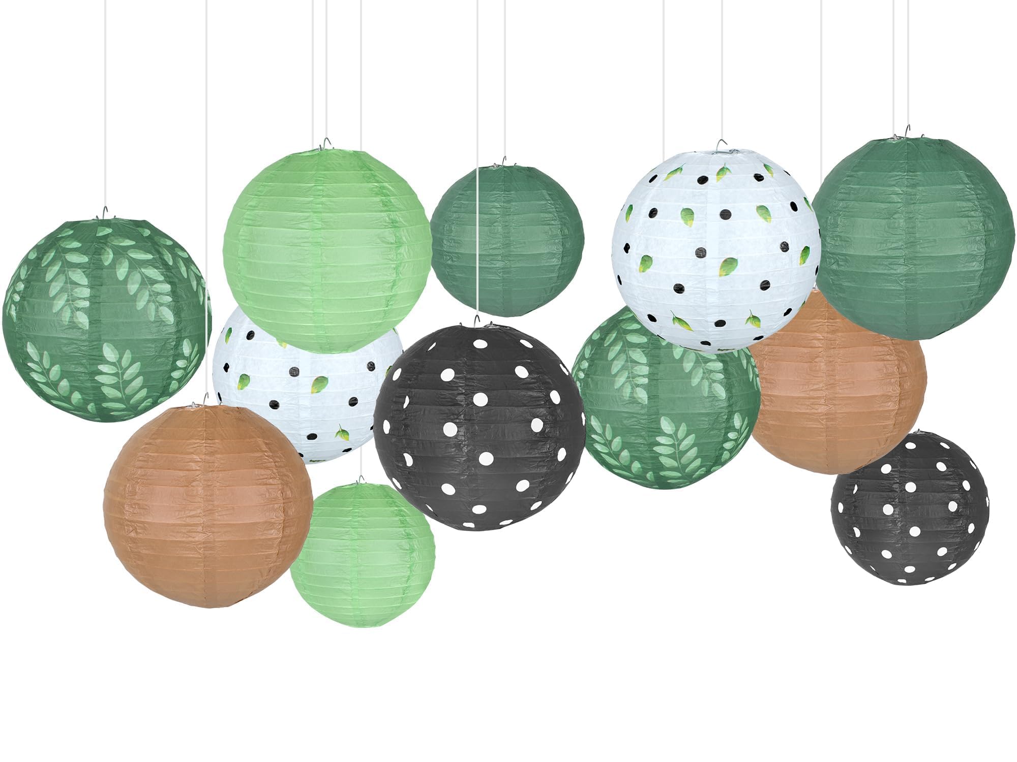 12Pcs Greenery Paper Lanterns Set Classroom Decorations 8Inch Hanging Paper Lanterns Ceiling Decorations Paper Lanterns For Green Boho Weeding Birthday Bridal Showers Neutral School Classroom Decor
