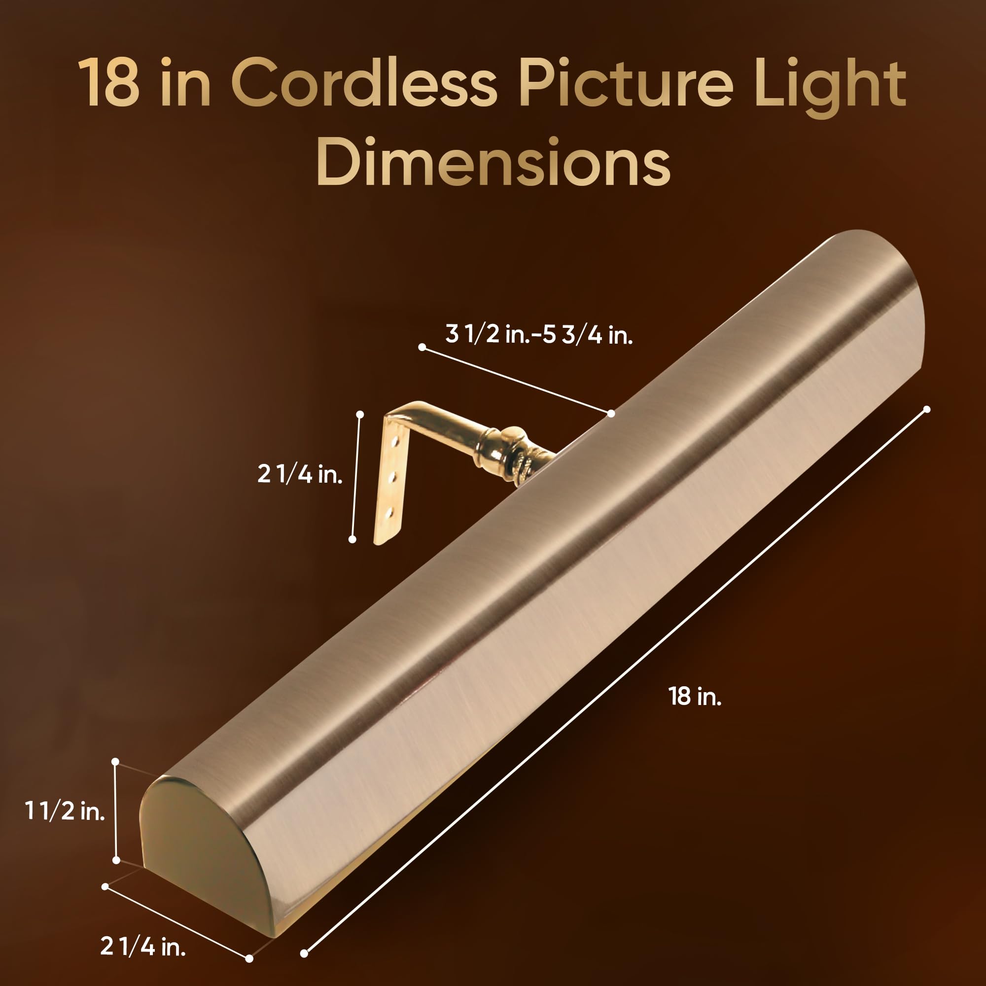 Concept Lighting Dimmable Wireless Picture Light - 18" Antique Brushed Bronze, Battery Operated with Remote Control, Model 302L