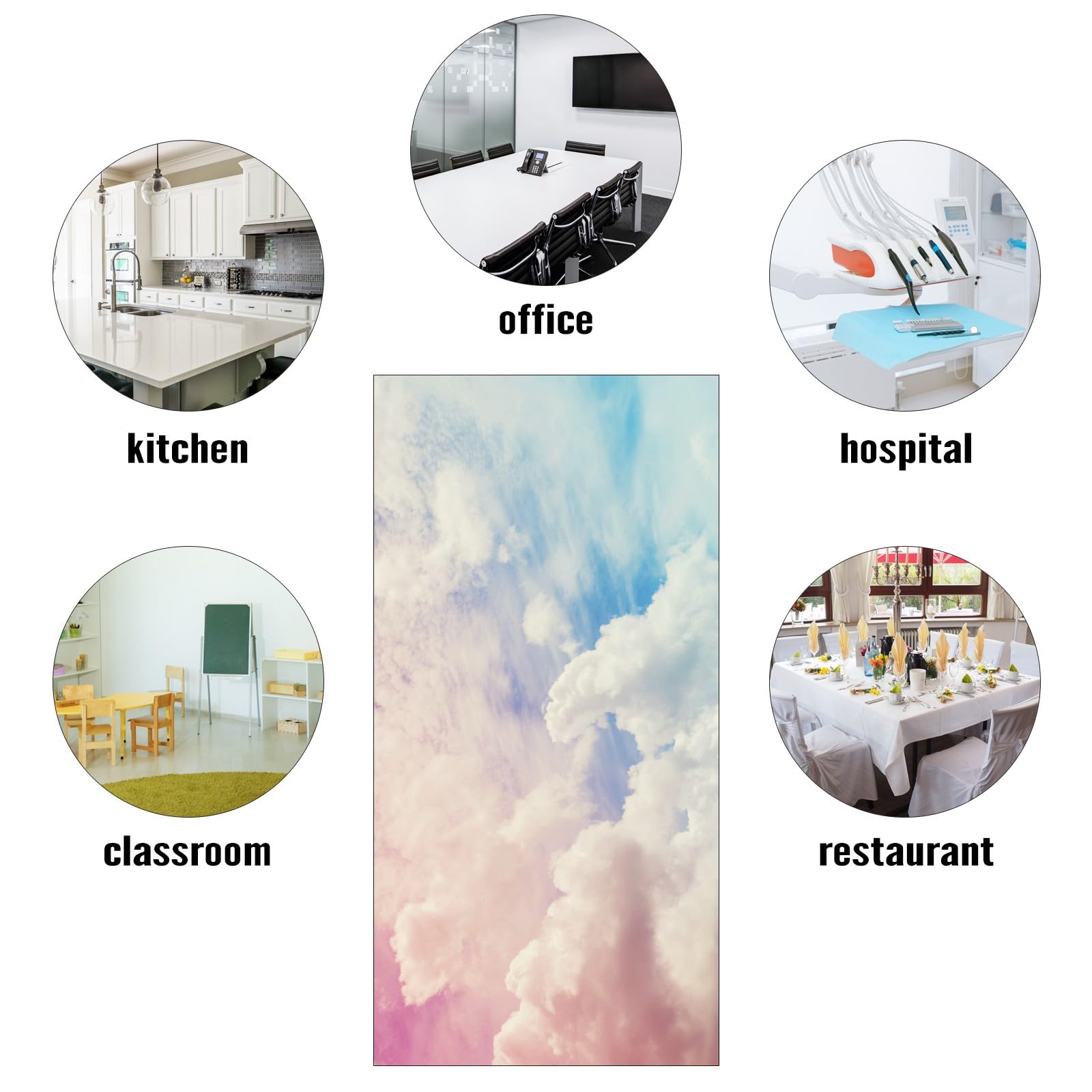 FALE QTUOM Fluorescent Light Cover - 2 Pcs, Pink Cloud, 4x2 Feet, Polymer, for Classroom, Office, Home