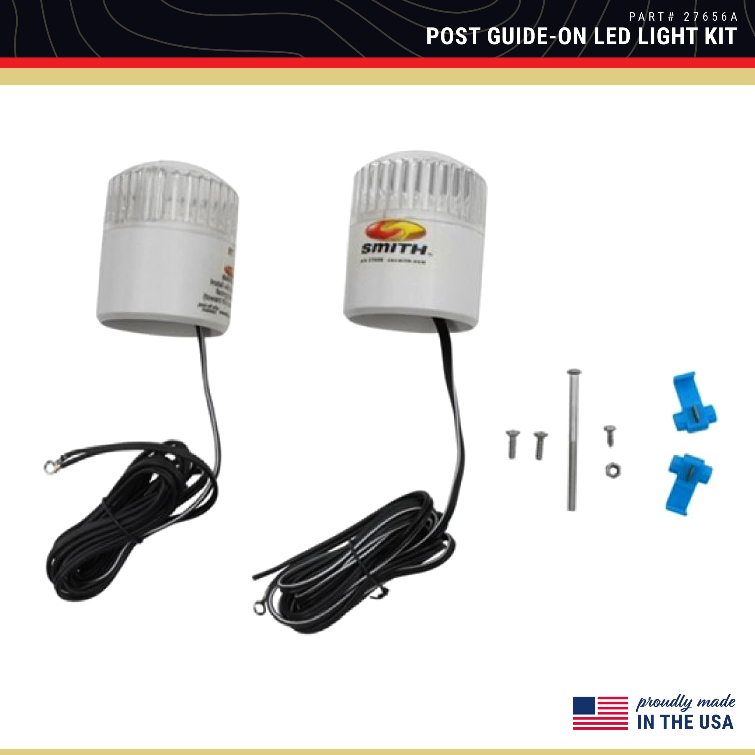 C.E. SMITH Post Guide-On LED Light Kit - Durable Red Lights for Boat Trailers, Model 10405G, One Size