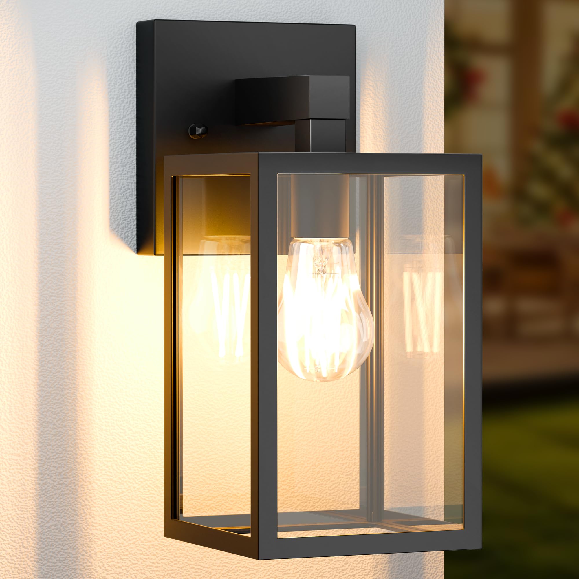 MATAMEYE Outdoor Wall Lantern  Waterproof Exterior Wall Sconce Light Fixture  Black Front Door Lamp  Anti-Rust E26 Socket Porch Lighting