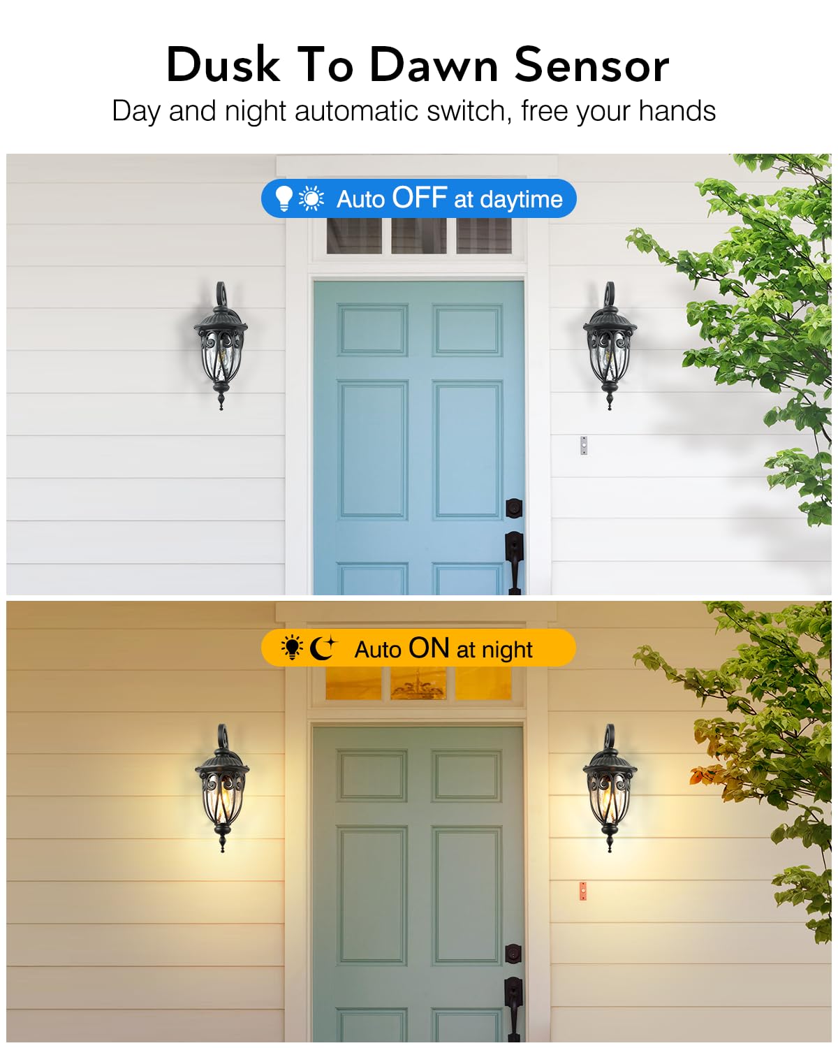 Vianis Outdoor Lights For House Dusk To Dawn  Black Porch Lights Waterproof Outdoor Light Fixture With Seed Glass  Exterior Lighting Fixtures For House  Doorway  Porch Garage