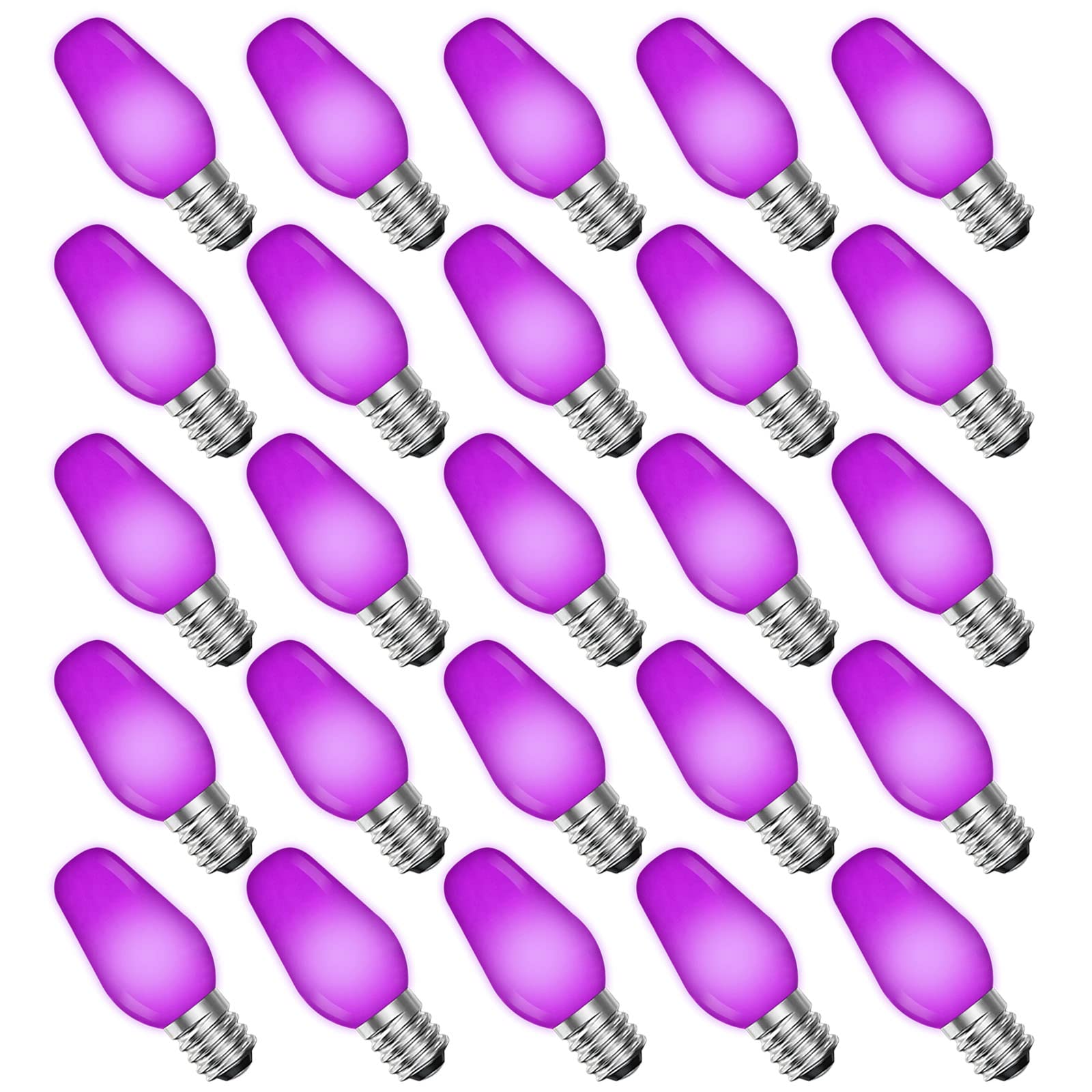 LUXRITE C7 LED Purple Replacement Light Bulbs, Shatterproof, 25 Count, E12 Base, Indoor/Outdoor, Model LR21751