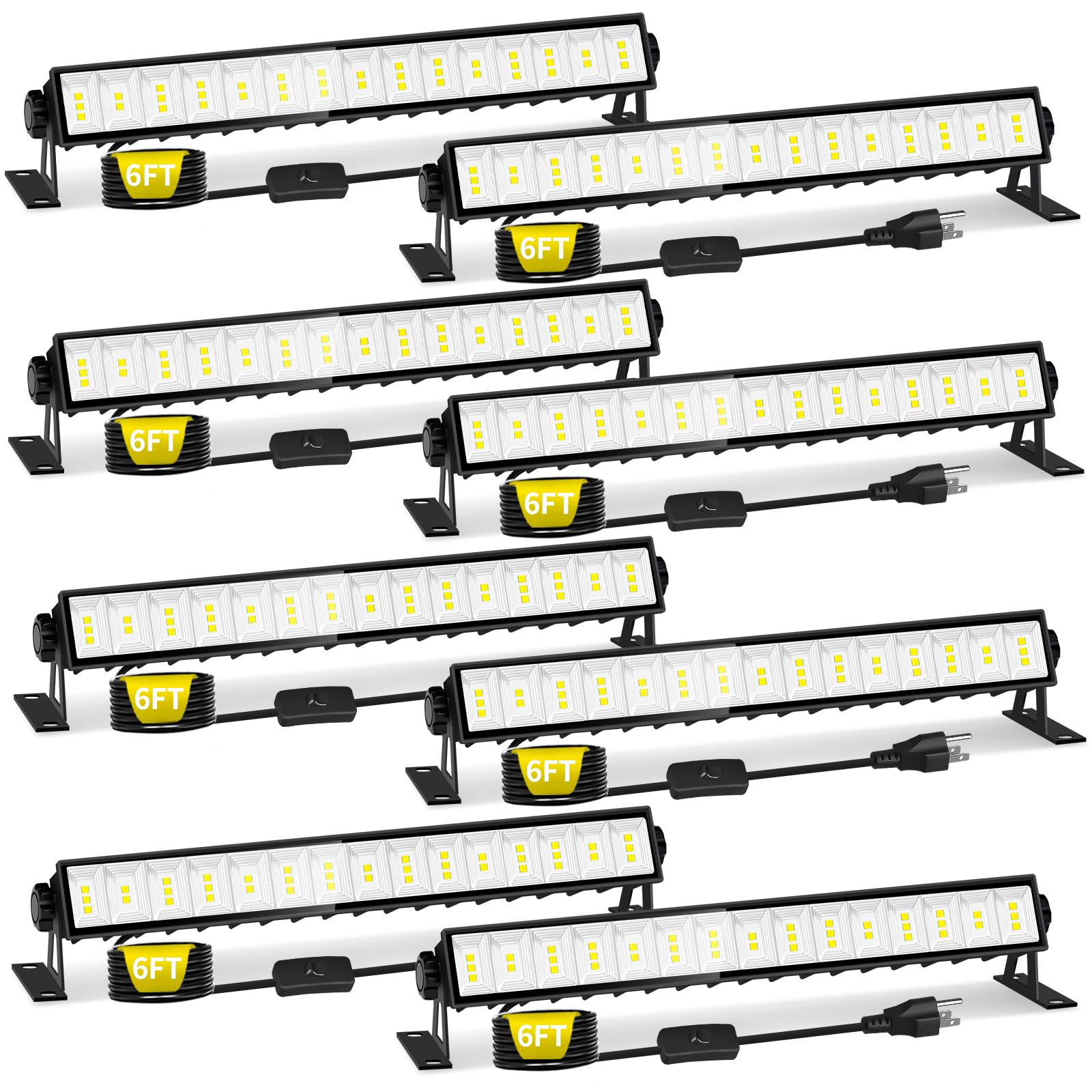 8 Pack Led Shop Light 5400Lm Super Brighter  45W Plug In Garage Light With 6Ft Cord And On/Off Switch  6000K Ip66 Waterproof Outdoor Work Shop Bay Lighting For Garage Workshop Warehouse Factory Yard