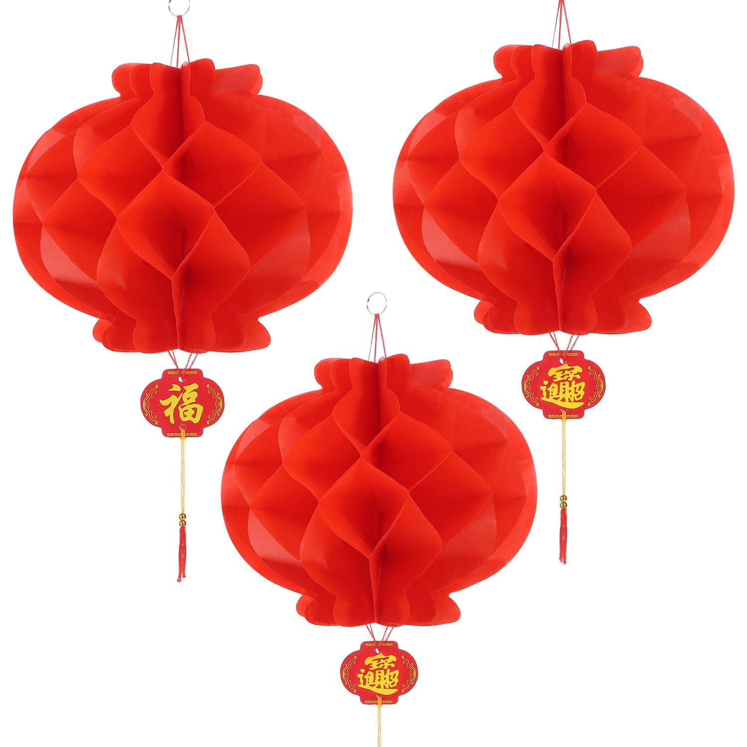 Bememo 20 Pieces Chinese New Year Red Paper Lanterns Thickened Encryption Chinese Hang Lantern Decorations For Spring Festival N