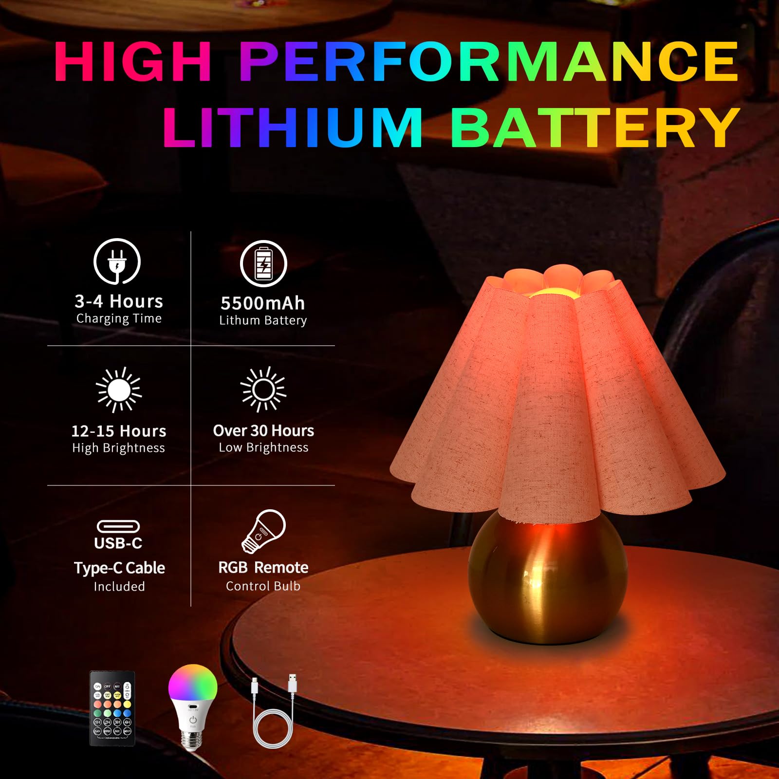 Ziqqeelam Rechargeable Crodless Small Table Lamp, Battery Operated Remote Control Gold Mini Table Lamps for Bedroom Nightstand,