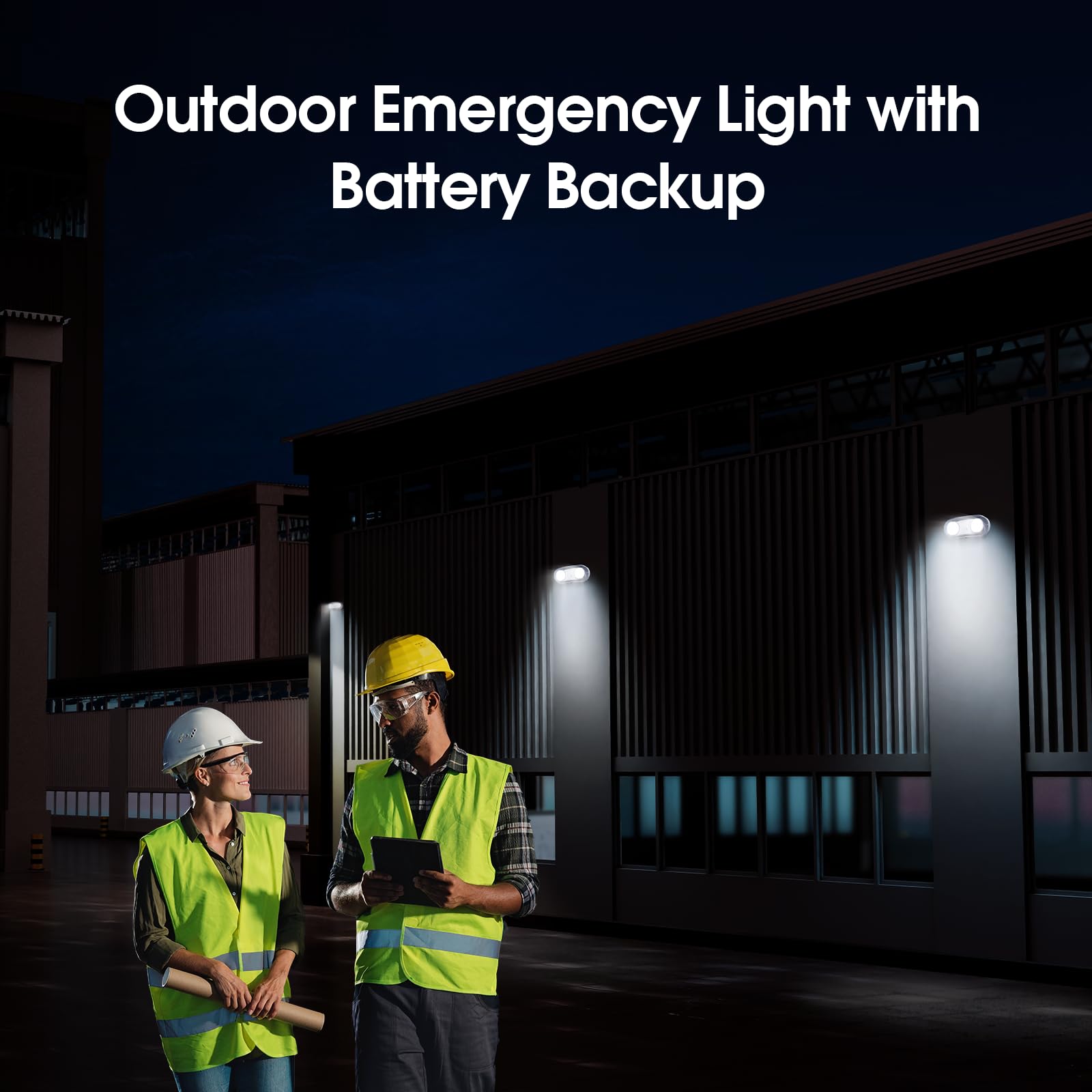 Outdoor Emergency Light With Battery Backup  Exterior Emergency Exit Lights Hardwired  Wet Location Led Egress Lights  Waterproof Commercial Emergency Lighting Fixture  120-347V  Ul Listed(4 Pack)