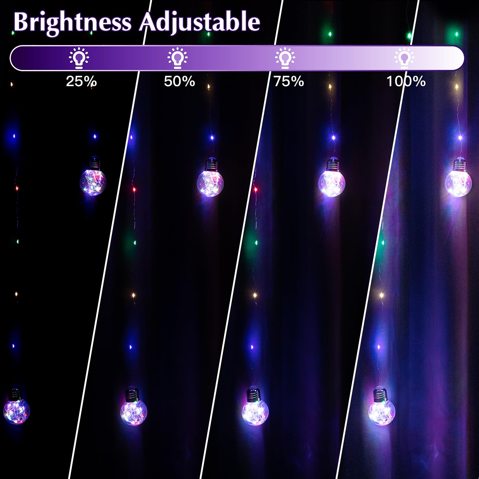 Lithome Wishing Ball Curtain Lights 240 Led Window Curtain String Lights With Remote, 8 Modes Plug In Twinkle Globe Lights, Wate