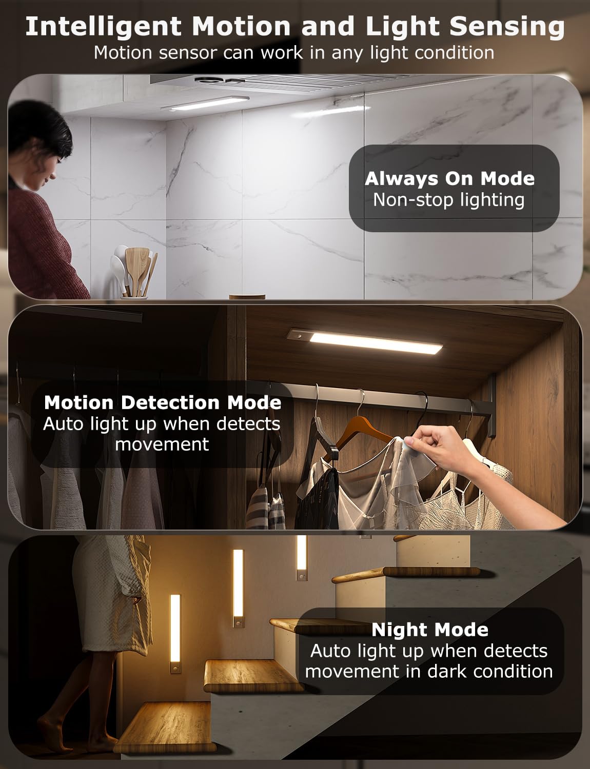 56Led Under Cabinet Lighting Wireless, 12'' Motion Sensor Light Indoor Rechargeable Under Cabinet Lights, Magnetic Closet Lights Battery Operated, Under Counter Lights For Kitchen (4Pack, Silver)