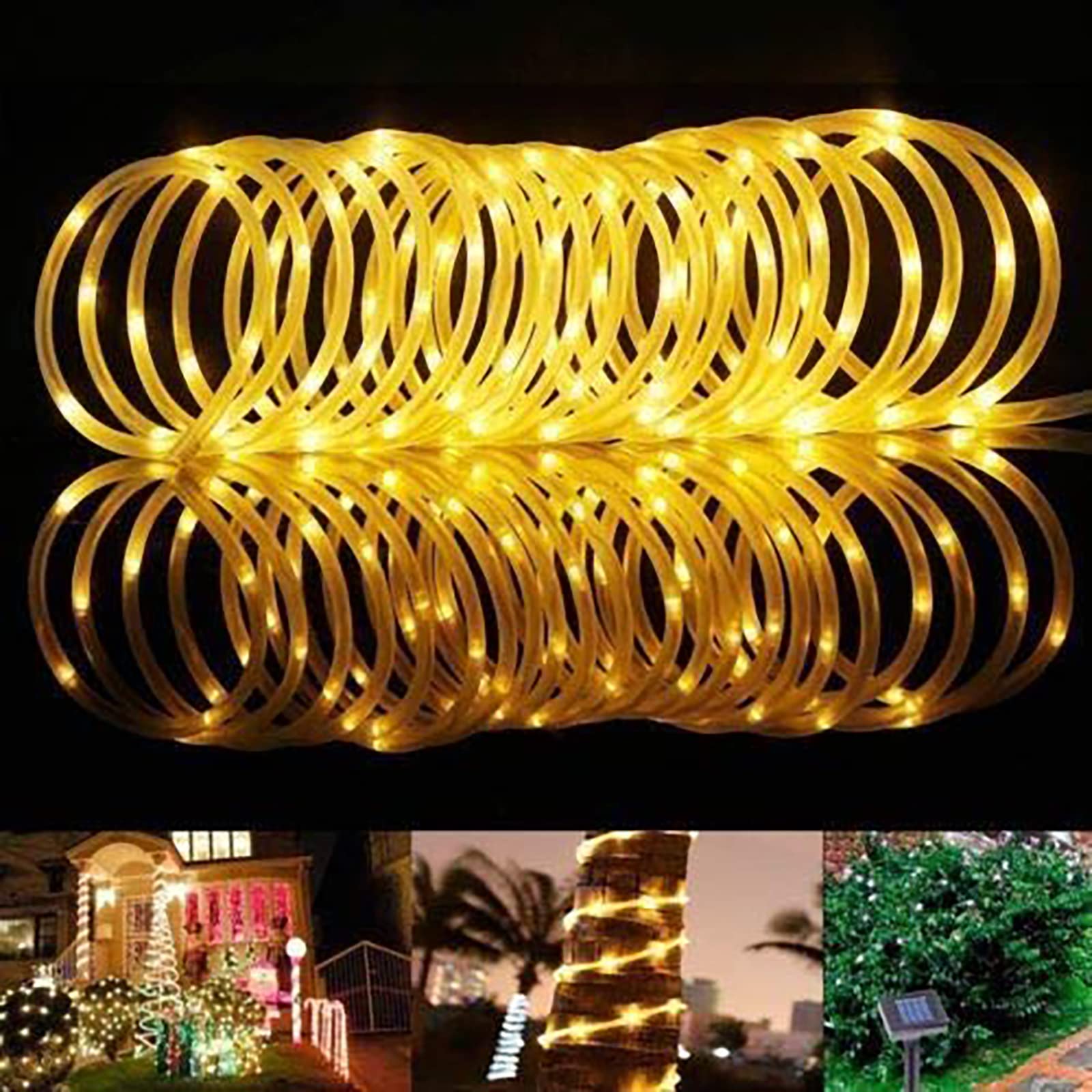 lychee Solar Rope Lights - 50 LED Waterproof String Lights, 16.5ft, Warm White, Model 04-042-016, Ideal for Home Garden Party Wedding Decor