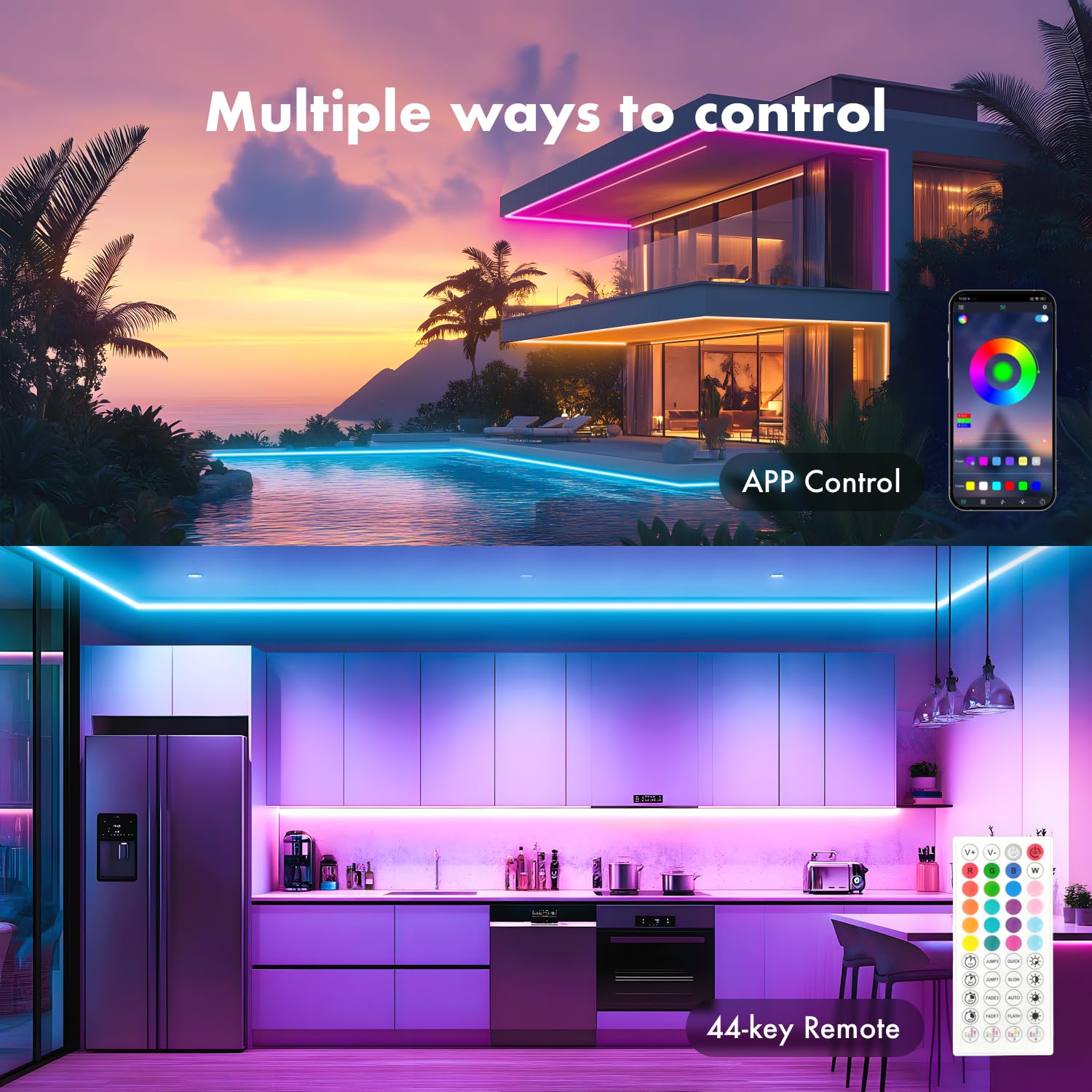 JIAMEI Neon Rope Lights, 100FT RGB LED Strip, App Control, IP67 Waterproof, Flexible for Bedroom, Gaming, Party