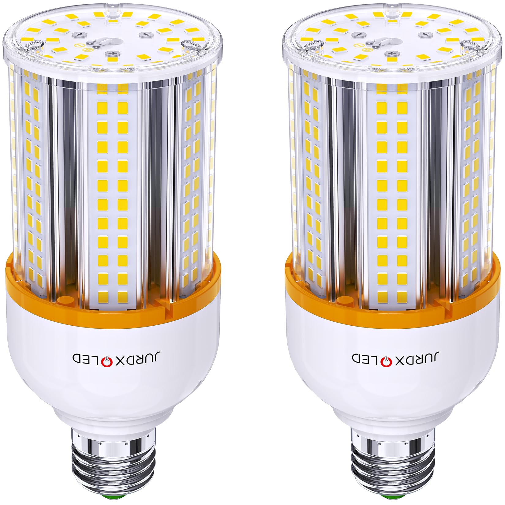 Jurdxled 2Pack Led Corn Bulb 5000 Lumen 3000K 30W Large Area Yellow Light E26 Base For Outdoor Indoor Garage Warehouse Factory W