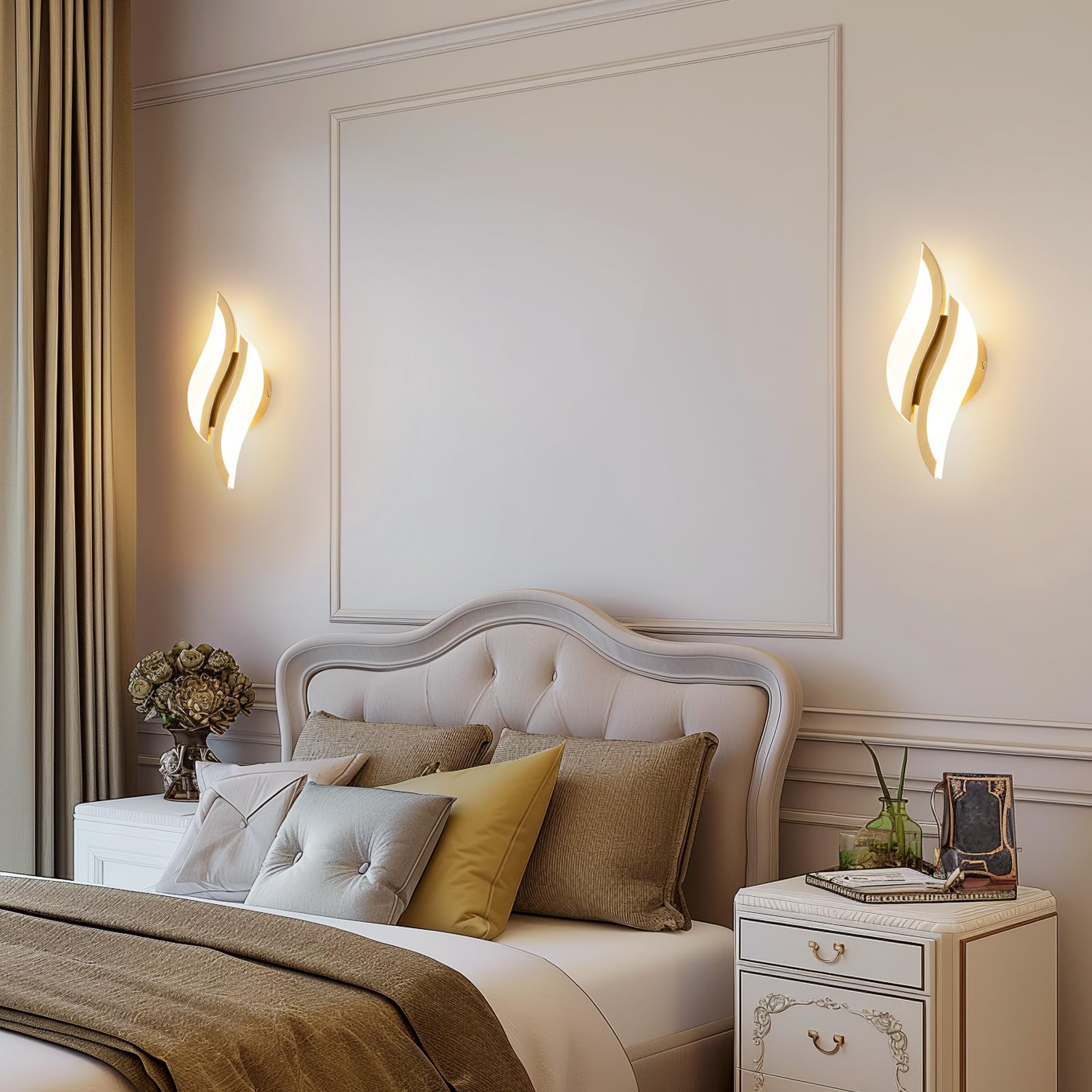CANEOE Modern LED Wall Sconce, 6000K Cold White, Acrylic, Gold, 1 Pack, Model WL-YZ-C, Ideal for Living Room, Bedroom, Bathroom, Hallway