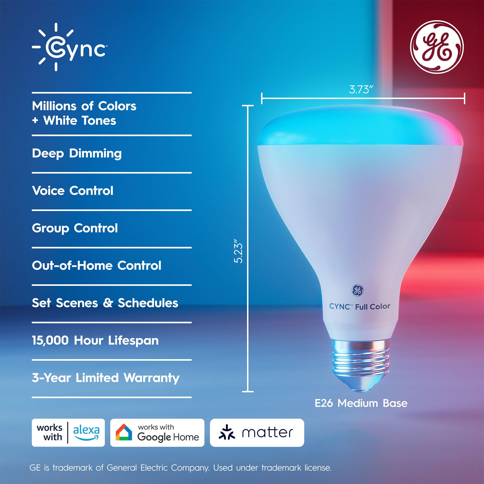 Cync Ge Br30 Led Smart Light Bulbs, Indoor Floodlight Bulb, Color Changing Room Decor, Wifi Lights, Compatible With Alexa And Go