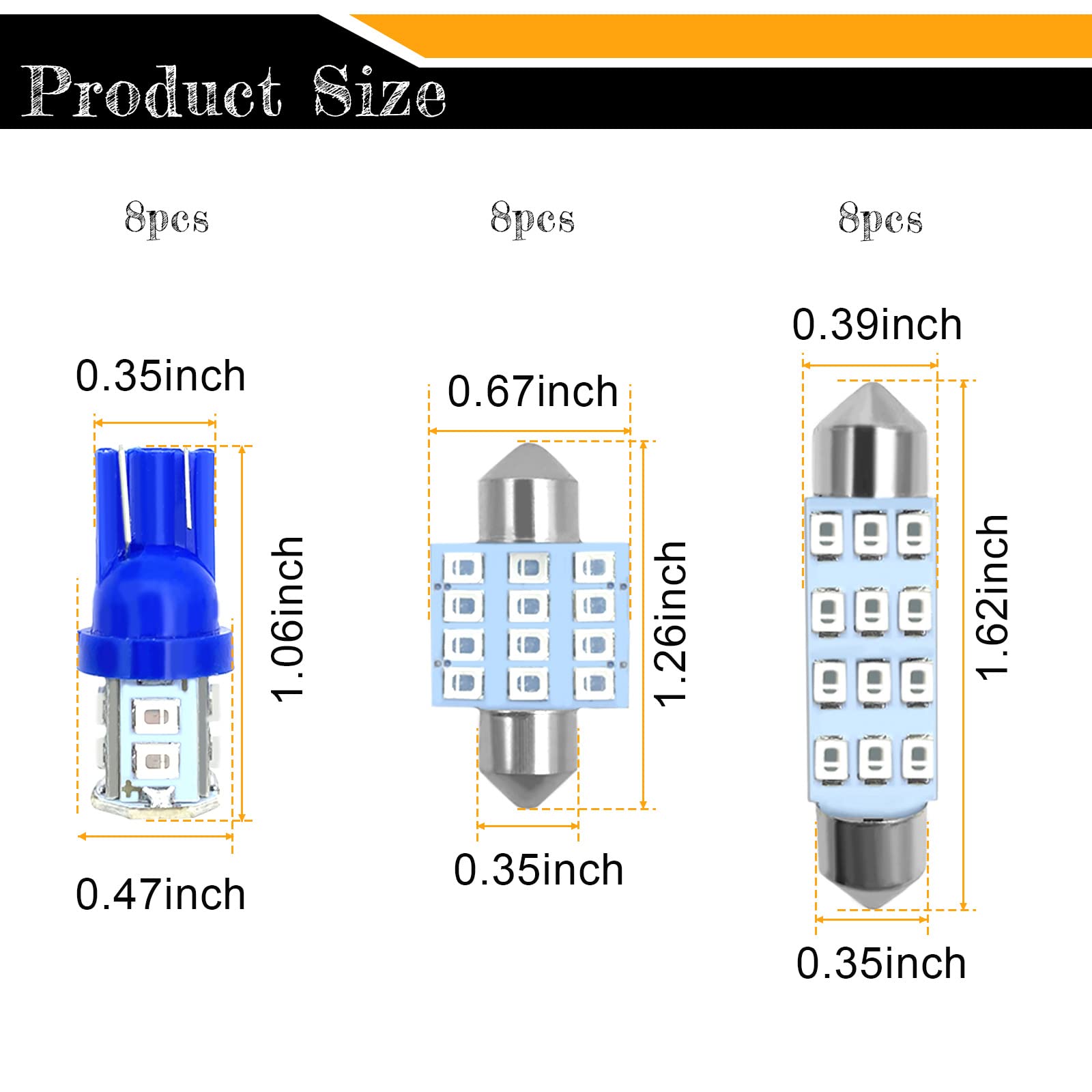 Yogeier Car Led Bulb, Car Led Combination Set Of 24 Sets, Used For Car Interior Lights, Indoor Map Dome Lights, Trunk Lights, Li