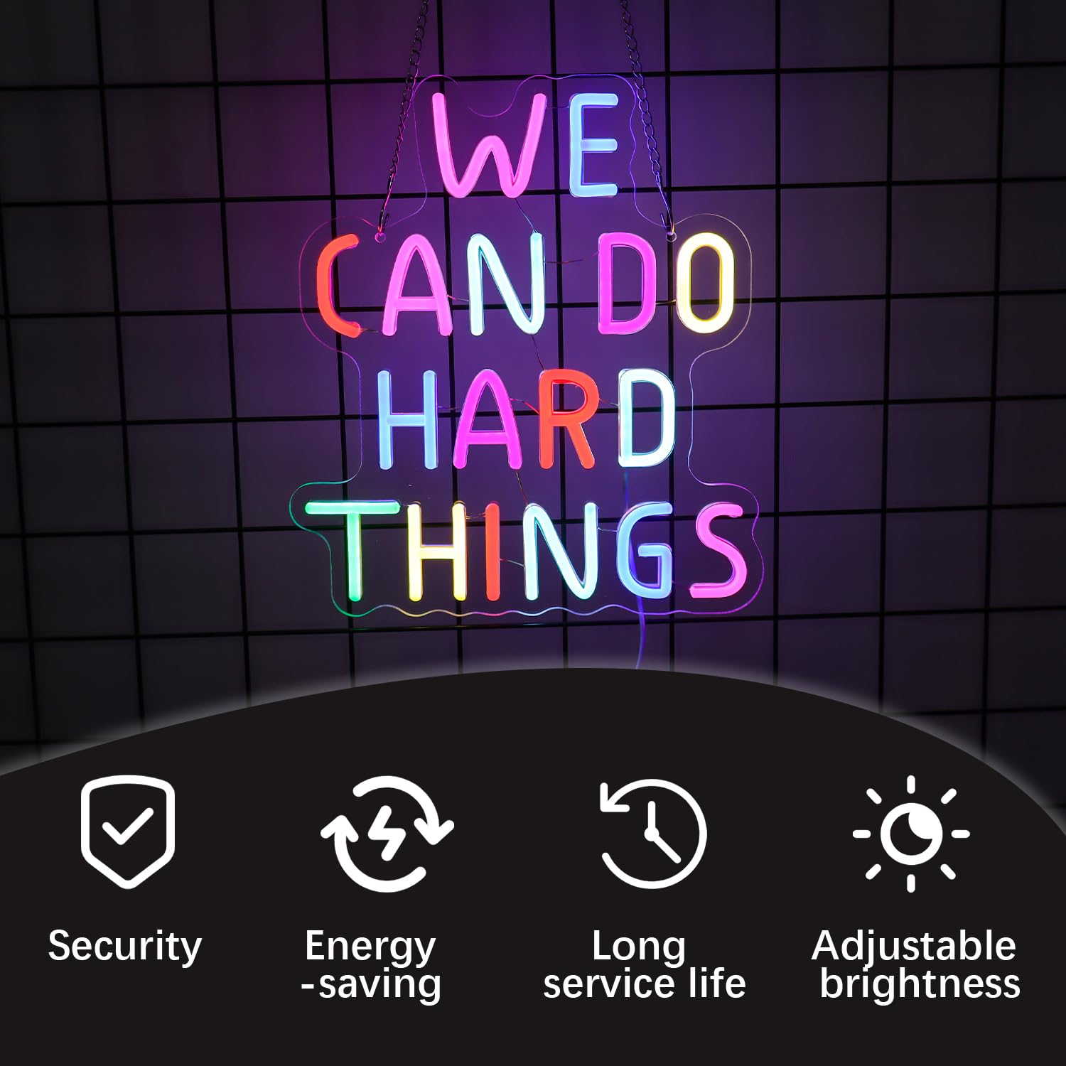 We Can Do Hard Things Neon Sign Classroom Decor Inclusive Decoration Welcome Gift Teacher Present Wall Sign For Primary Schools And Kindergartens Birthday (11.4?12.8)