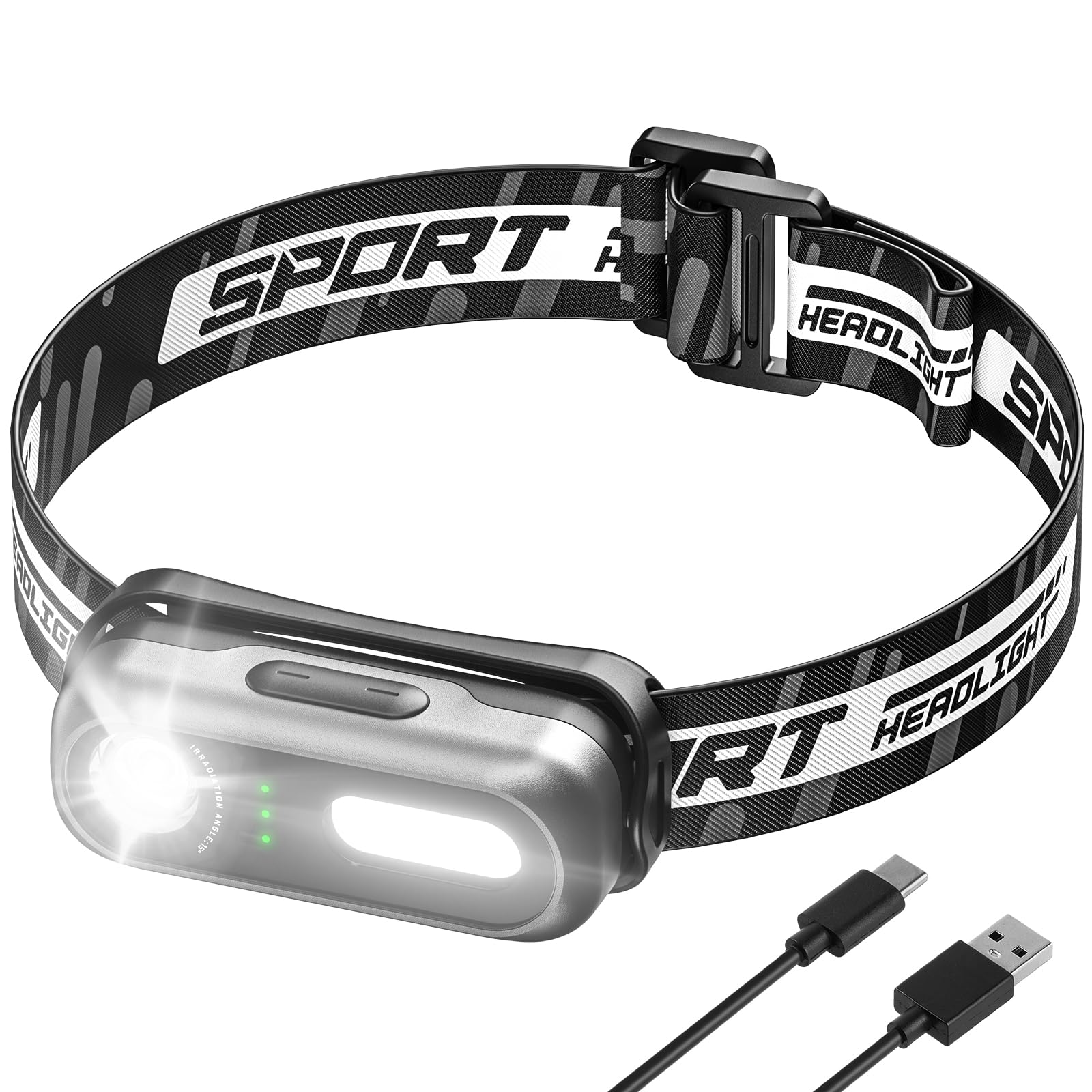 Aoostar Led Headlamp Rechargeable,Running Headlamp Waterproof,Head Lights For Forehead, Camping Hiking Head Lamp,10000 Lumens Bi