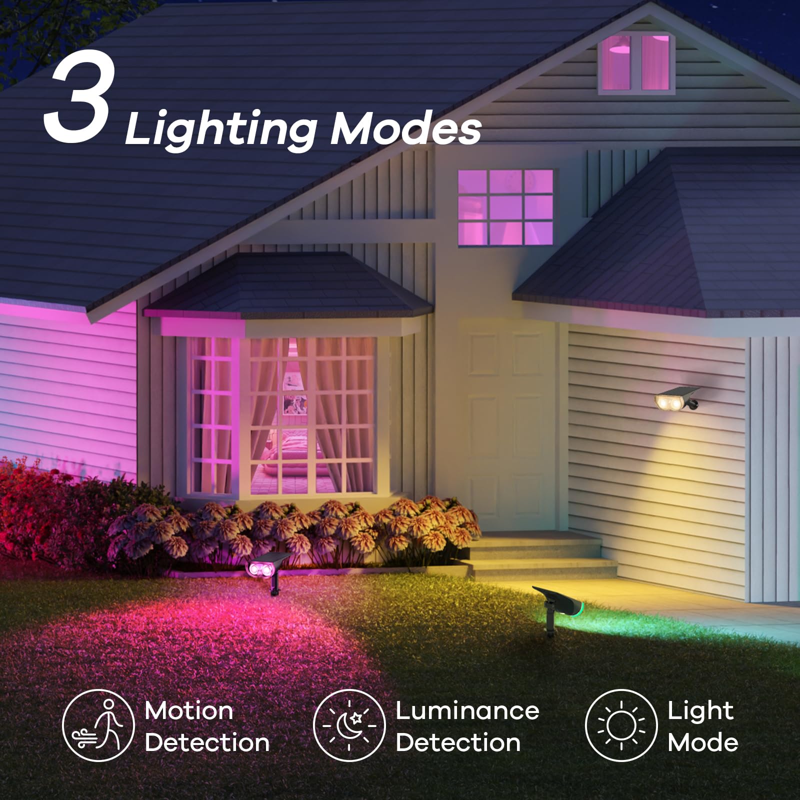 Linkind Smart Solar Spot Lights with Motion Sensor, APP Control, IP65, 2 Pack, Multicolor, Model LK-SL5M-RGBTW-US-2-AZ