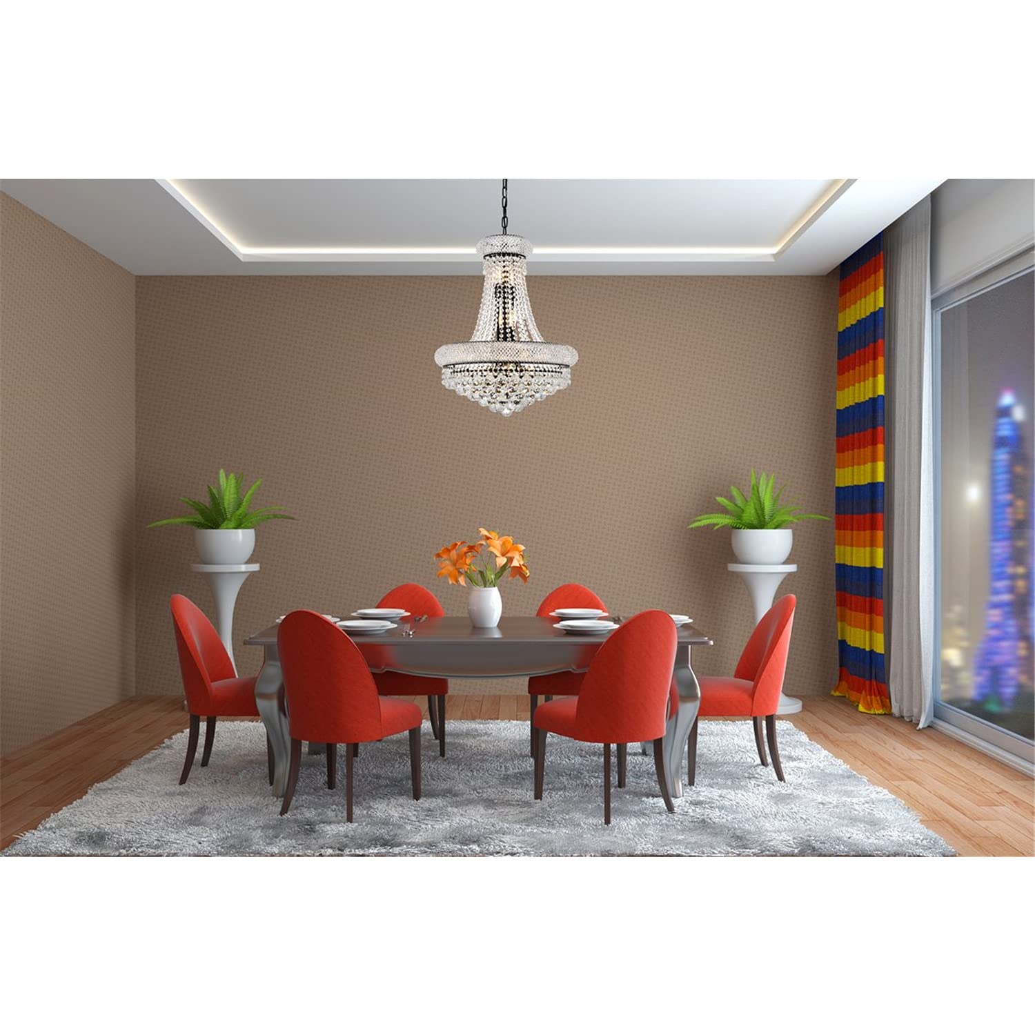 Elegant Lighting Primo 20&quot; Black Metal And Crystal Chandelier - Modern Home Decor