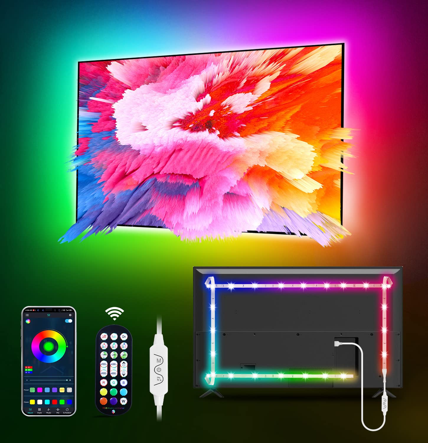 LED Lights for TV Led Backlight, 13.1ft RGB Led Strip Lights for TV Lights Behind, MATICOD USB Led Light Strip for 45-60in TV, Bluetooth APP Control Music Sync Strip Lighting for Christmas Decorations