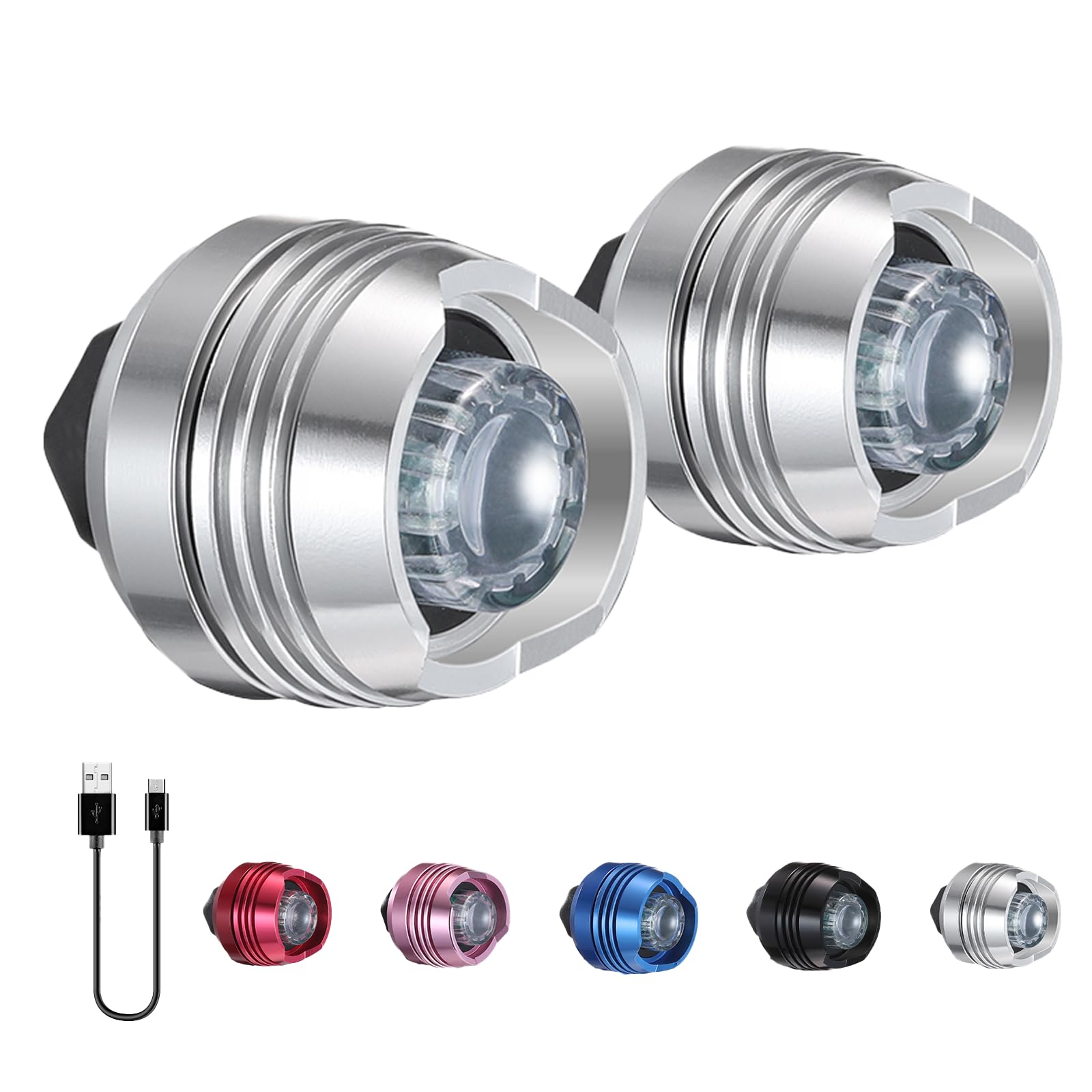 RAHAN Rechargeable Headlights for Shoes, 2pcs Waterproof Wearable Lights, 3 Light Modes, Silver, Model: Headlights for Croc-s