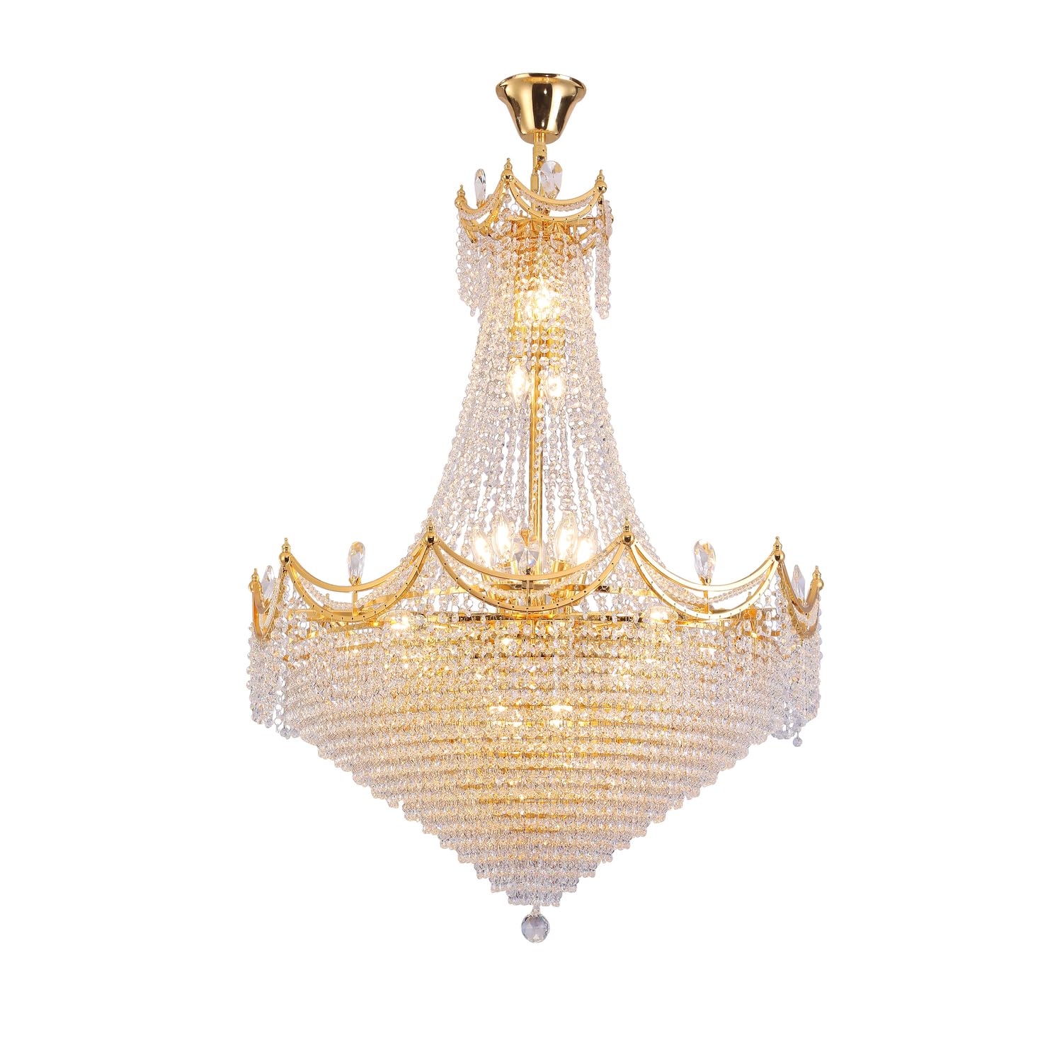 ORE International Crystal Chandelier with 22 LED Bulbs, 42-Inch, Neo Classical Design for Living Room, Hallway, Dining Room