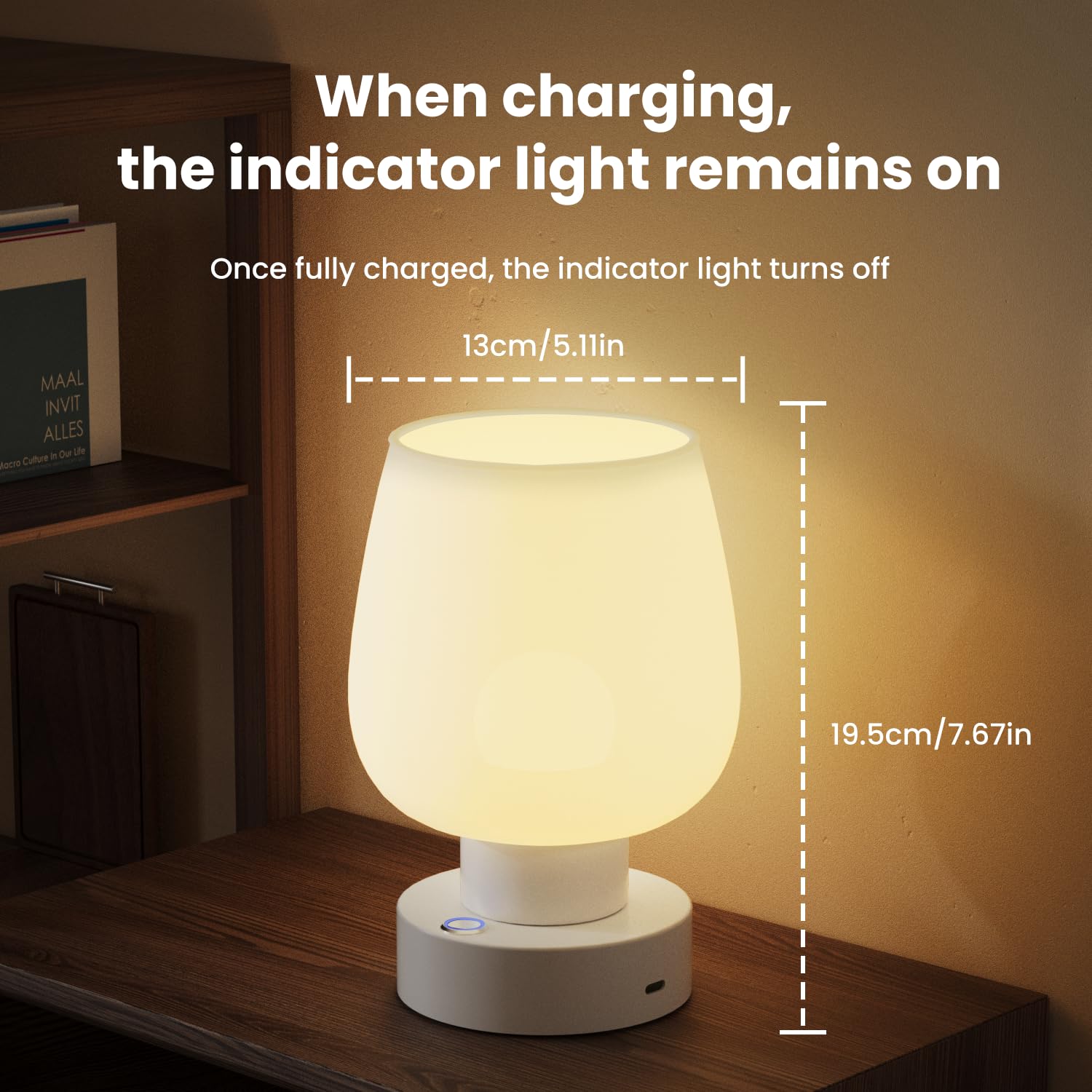 Battery Operated LED Touch Cordless Table Lamp Small 6000mAh Gradient Rechargeable Dimmable Table Lamp with Memory Function for