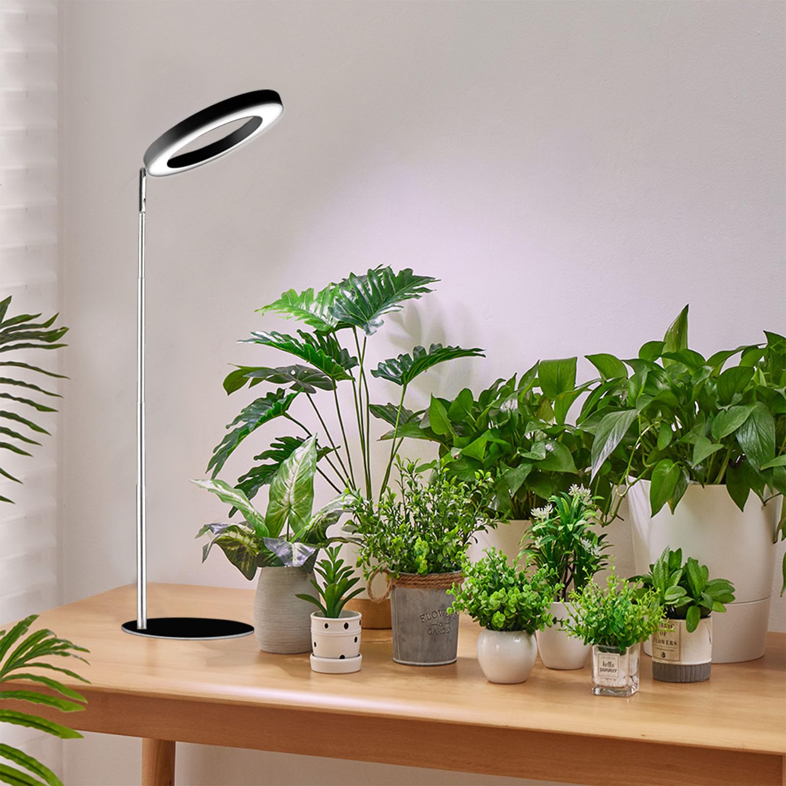 yadoker LED Grow Light for Indoor Plants, 2 Pack, Adjustable Height, Timer, 10-Level Brightness, Black, Model GLB16-BLK-M-2pack