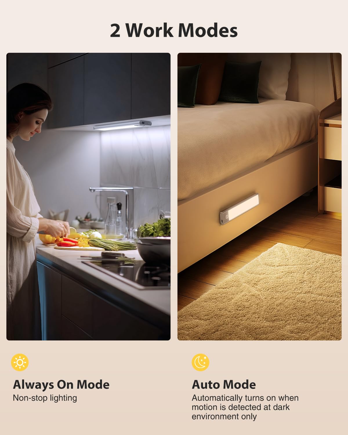 Led Under Cabinet Lighting  Battery Operated Motion Sensor Light Indoor Wireless  3 Color Temps  Usb Rechargeable Closet Light  Dimmable Under Counter Lights For Kitchen Stairs Closet Pantry  2 Pack