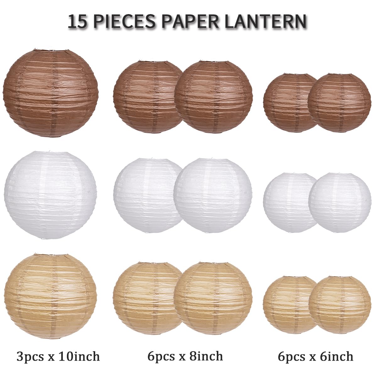 Zilue Paper Lanterns Decorative, Round Hanging Paper Lanterns Decorations For Rustic Party Wedding Natural Baby Shower Boho Brow