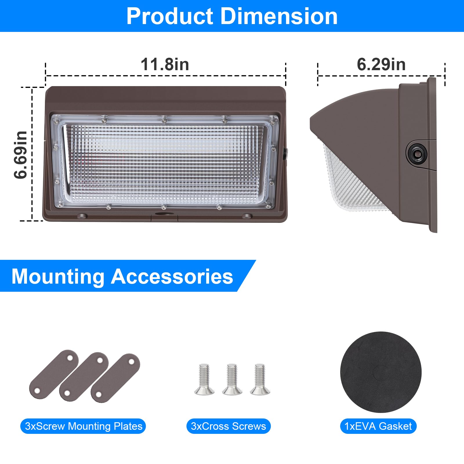 Tomourd 120W Led Wall Pack With Photocell  5000K 15840Lm Dusk To Dawn Lights Security Switch Control Outdoor Wall Light  Commercial Waterproof Rust-Proof Outside Lighting For Barn Shop Garage 6 Pack