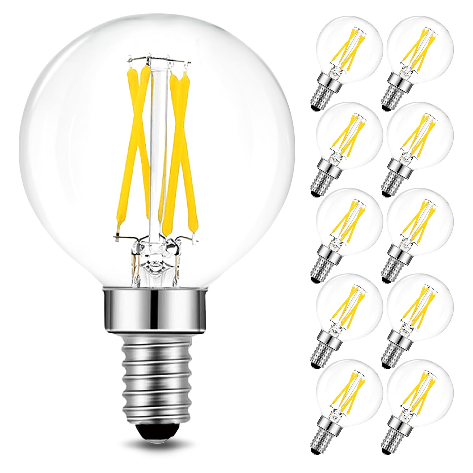 Langplus+ E12 Led Bulb Dimmable G16.5 6W Equal 60W 110V-130V Chandelier Light Bulbs Warm White 2700K Globe Light Bulbs For Ceili