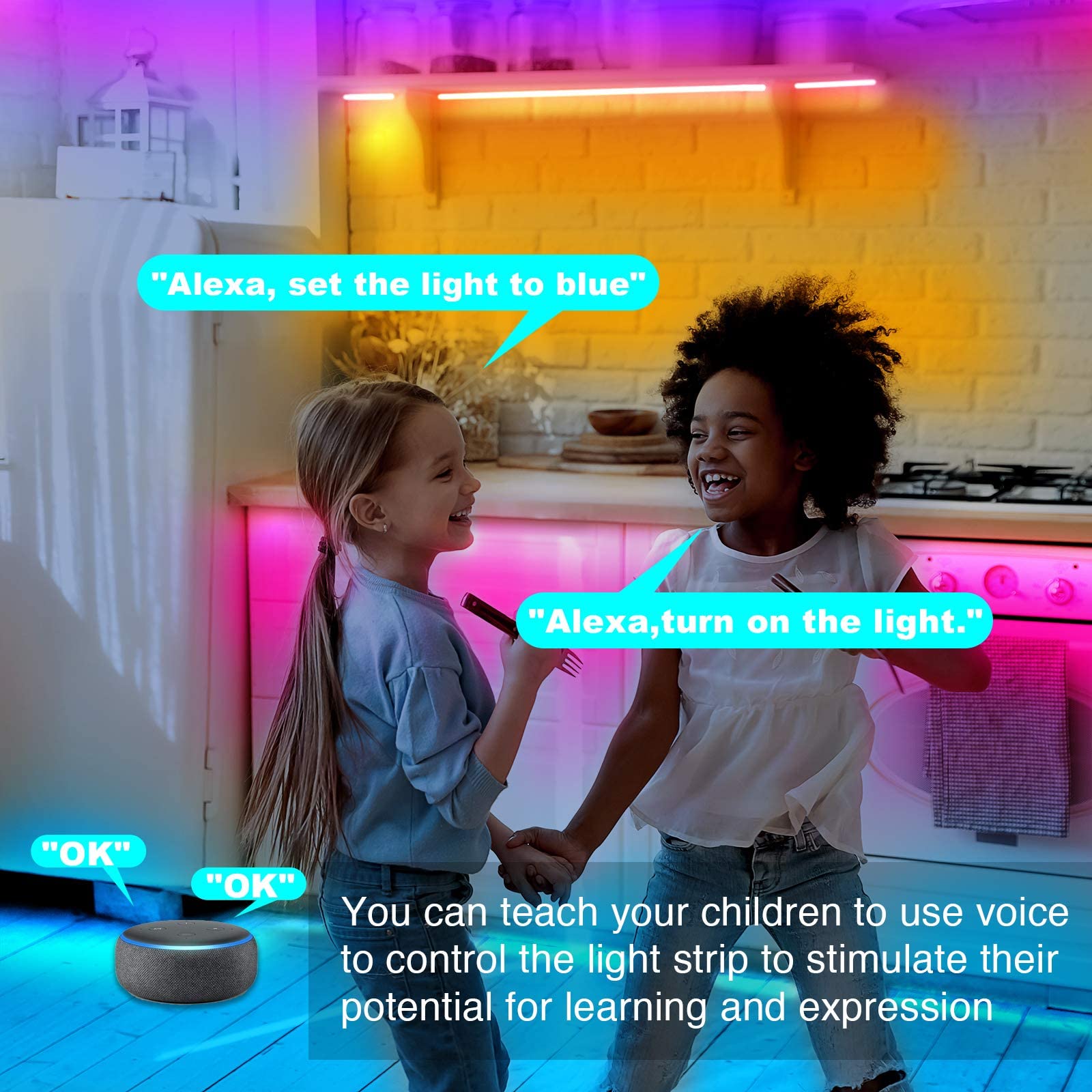 dalattin LED Strip Lights 50ft WiFi Smart RGB, Works with Alexa/Google Assistant, Multicolor, Model AW-5050L1815