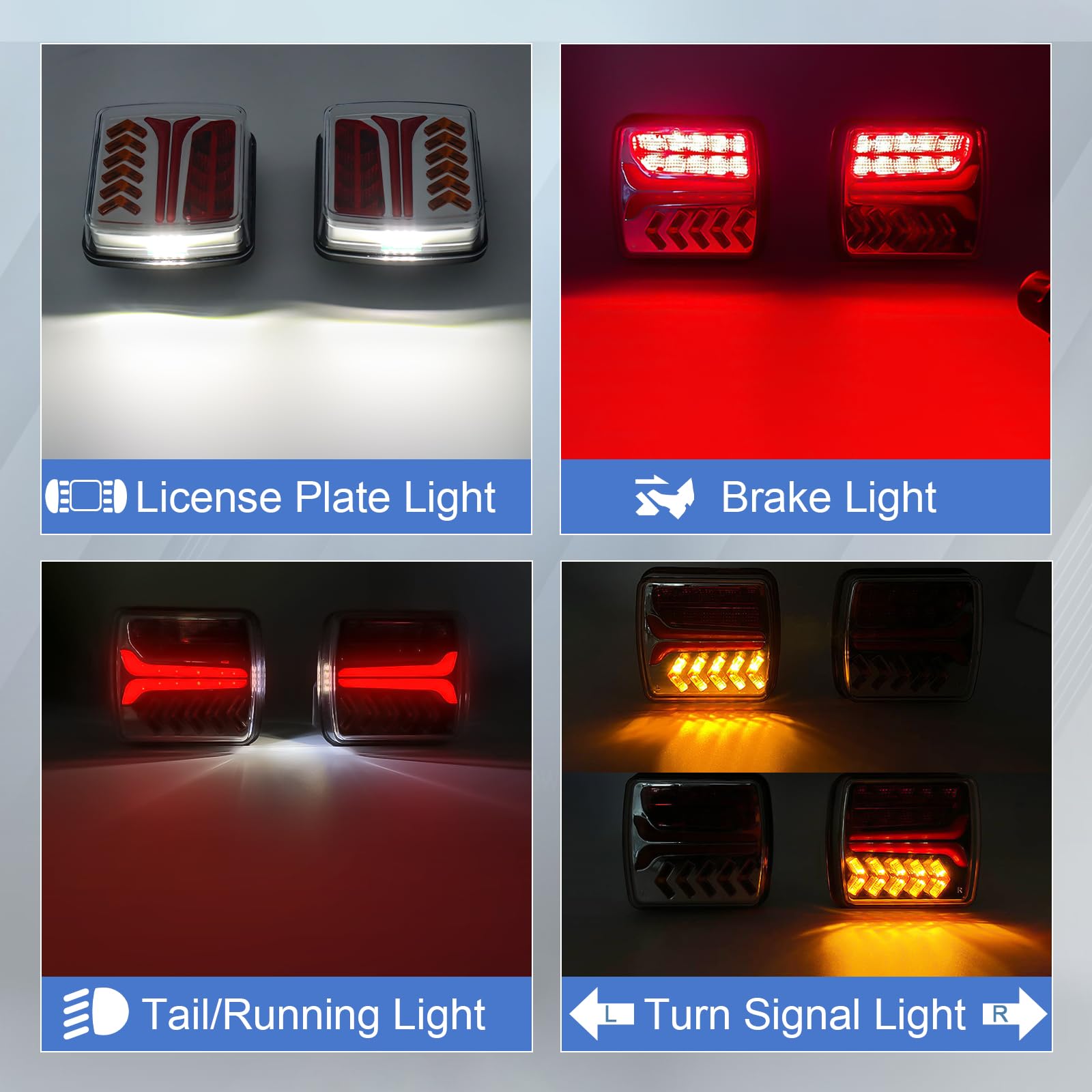 Dinfu Wireless Trailer Lights, 2PCS Rechargeable LED, Magnetic Tow Light Kit, IP67 Waterproof, Clear, Normal Size, Metal Bracket