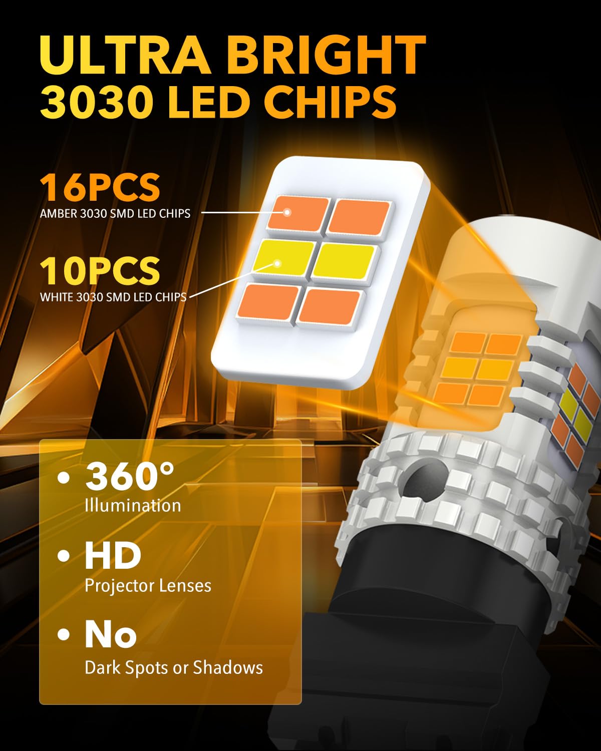 OXILAM 3157 Switchback LED Bulbs, Dual Color Amber/White, CANBUS Ready, Aircraft Grade Aluminum, Pack of 2