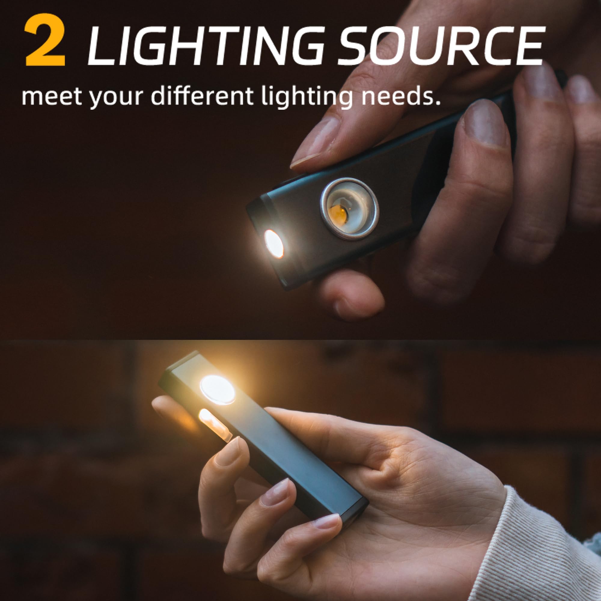 Lexall Rechargeable Work Light, 600 Lumens Portable Led Flashlight, Magnetic Cob Flat Task Light With Pocket Clip, 3 Modes, Pocket Pen Inspection Light For Repairing, Camping, Hiking, Emergency(1 Pc)