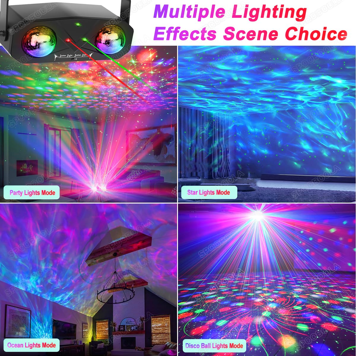 Party Light Disco Ball Light Dj Light Disco Light Ocean Light Star Light Projector Dance Light Sound Activated With Remote Contr
