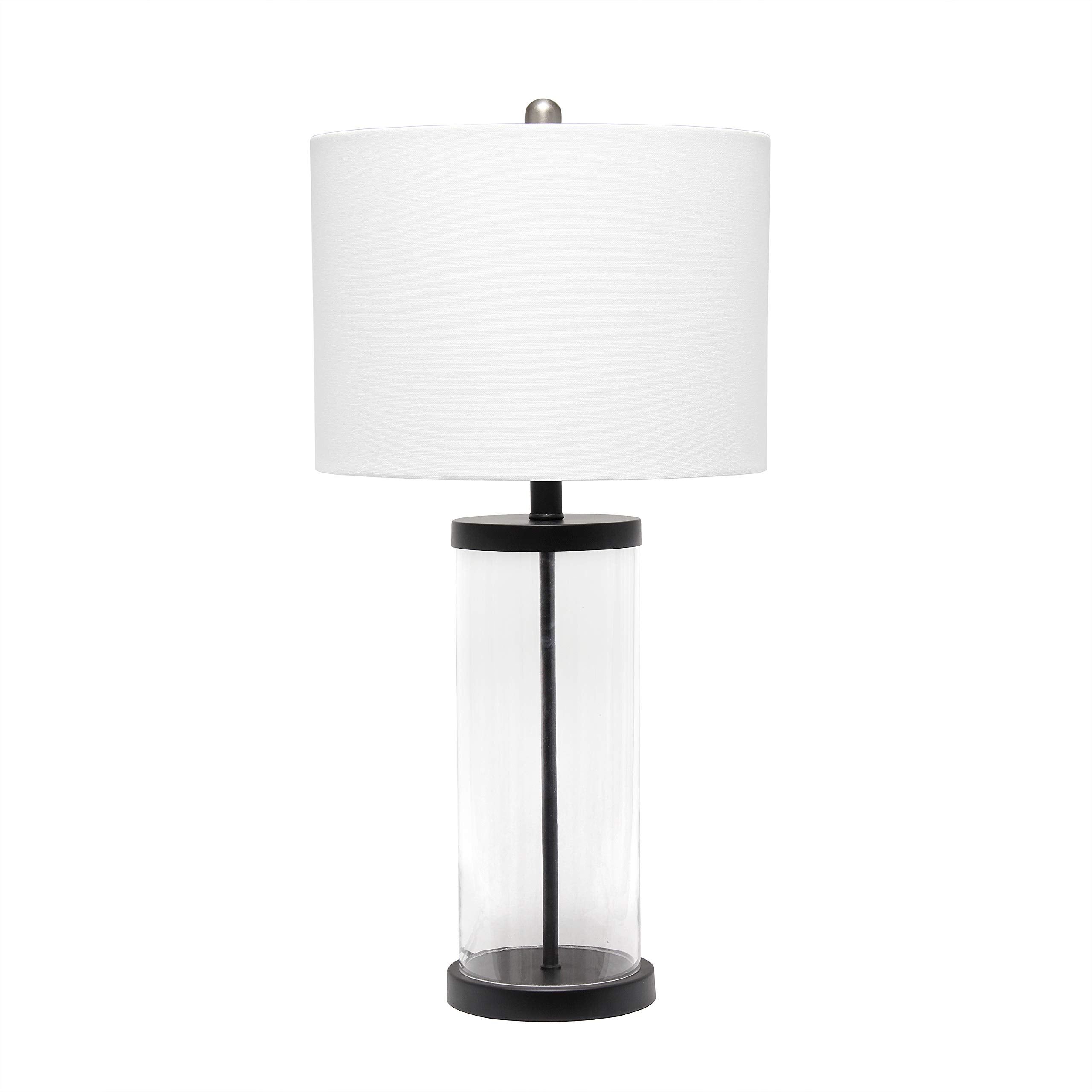 Elegant Designs Lt3323-Blk Modern Coastal Style Enclosed Clear Glass Metal Table Lamp, Black
